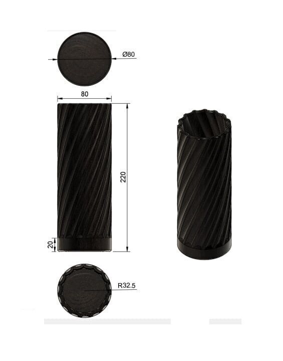 Tubus Spiral Vase 3D Model Modern Cylinder Vase STL File 3D print model_1