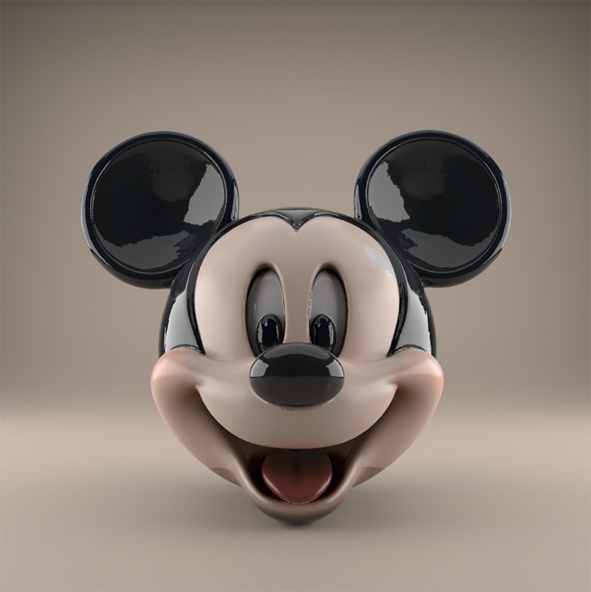 Cute Cartoon Mouse Head STL Keychain Desk Decor Bag Charm 3D print model_3