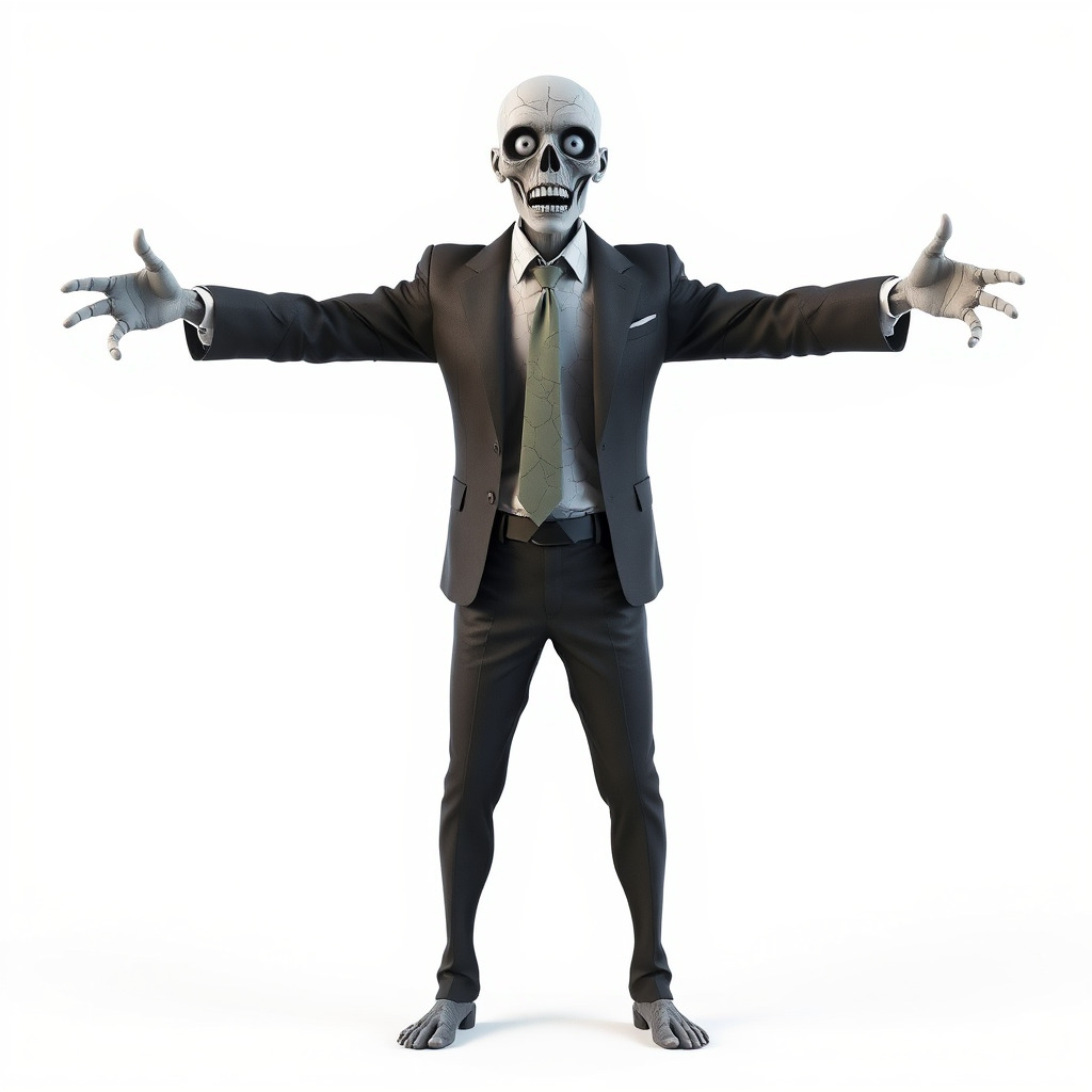 Skeleton Businessman in Suit with Mixamo Rig Compatibility Low-poly 3D model_4