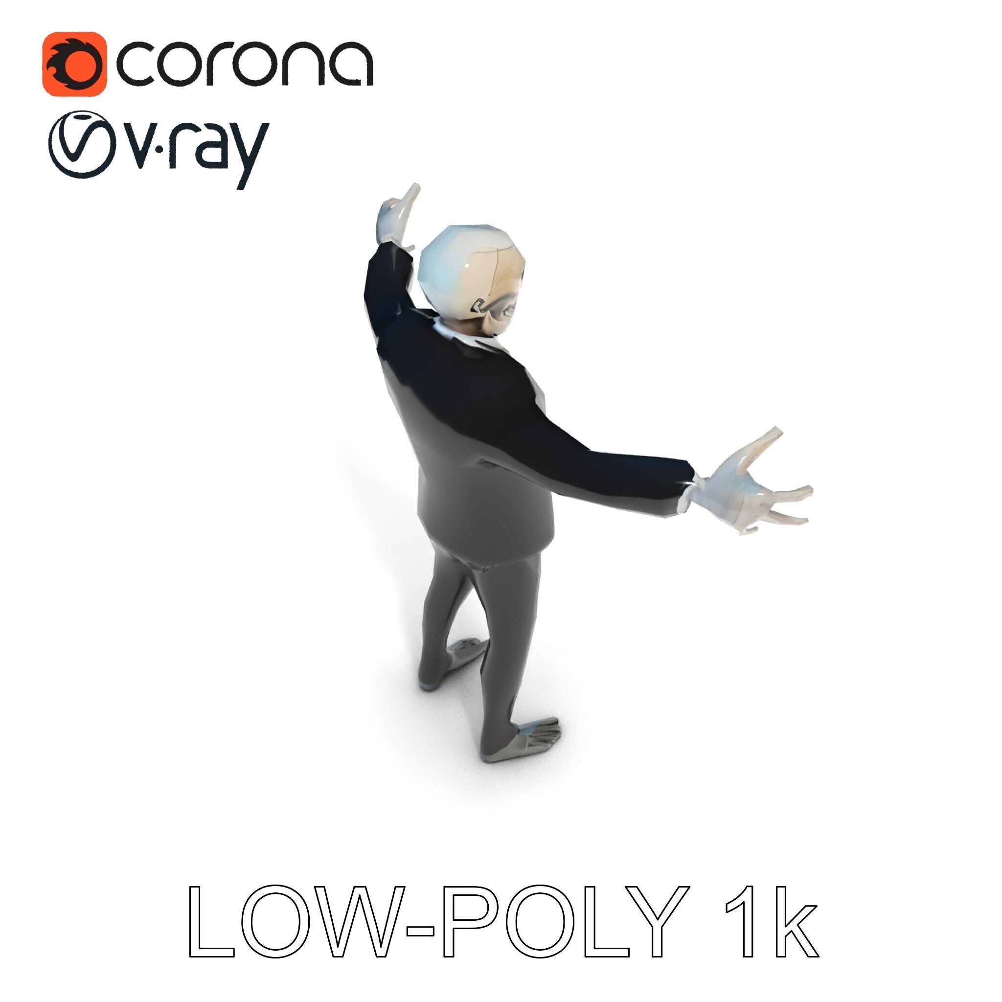 Skeleton Businessman in Suit with Mixamo Rig Compatibility Low-poly 3D model_7