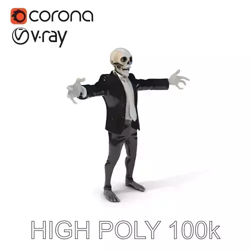 Skeleton Businessman in Suit with Mixamo Rig Compatibility Low-poly 3D model