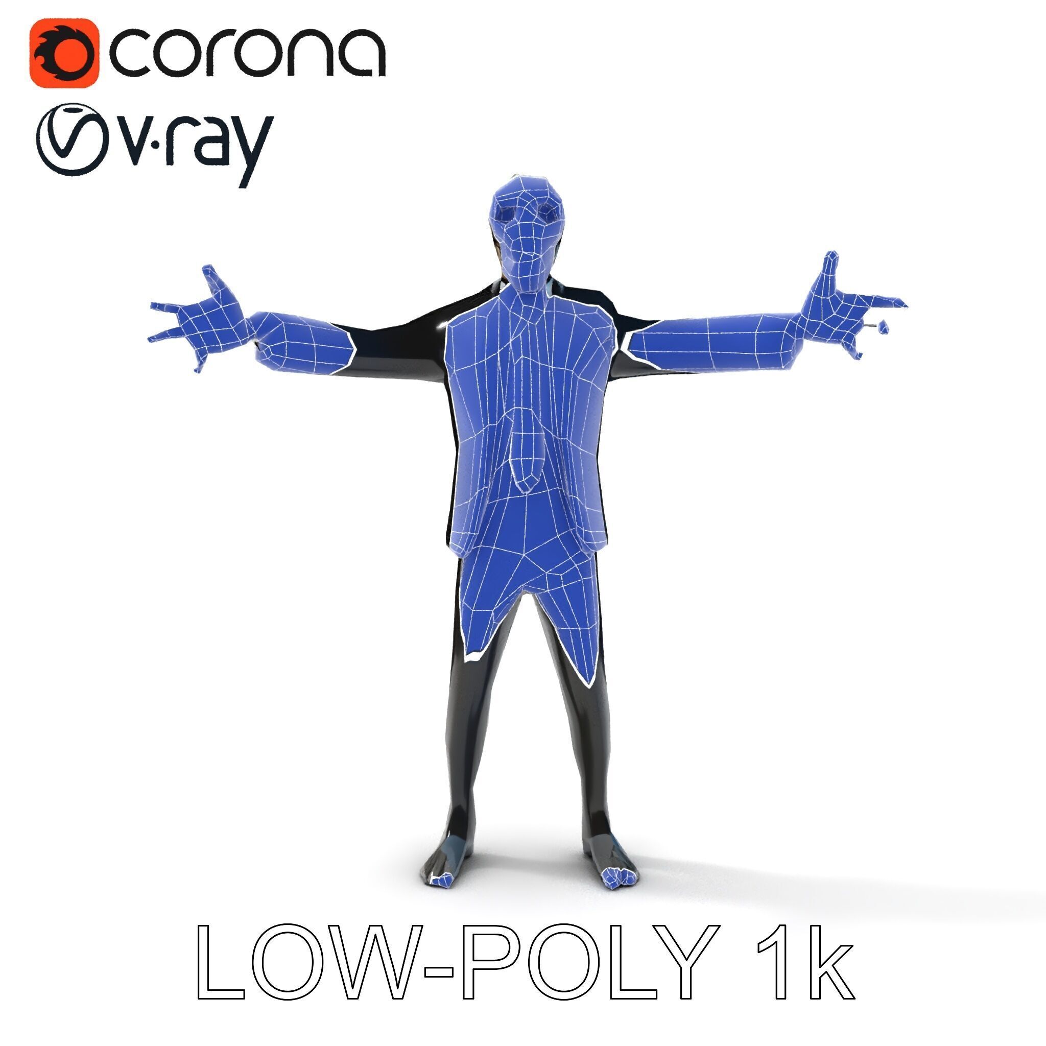 Skeleton Businessman in Suit with Mixamo Rig Compatibility Low-poly 3D model_24