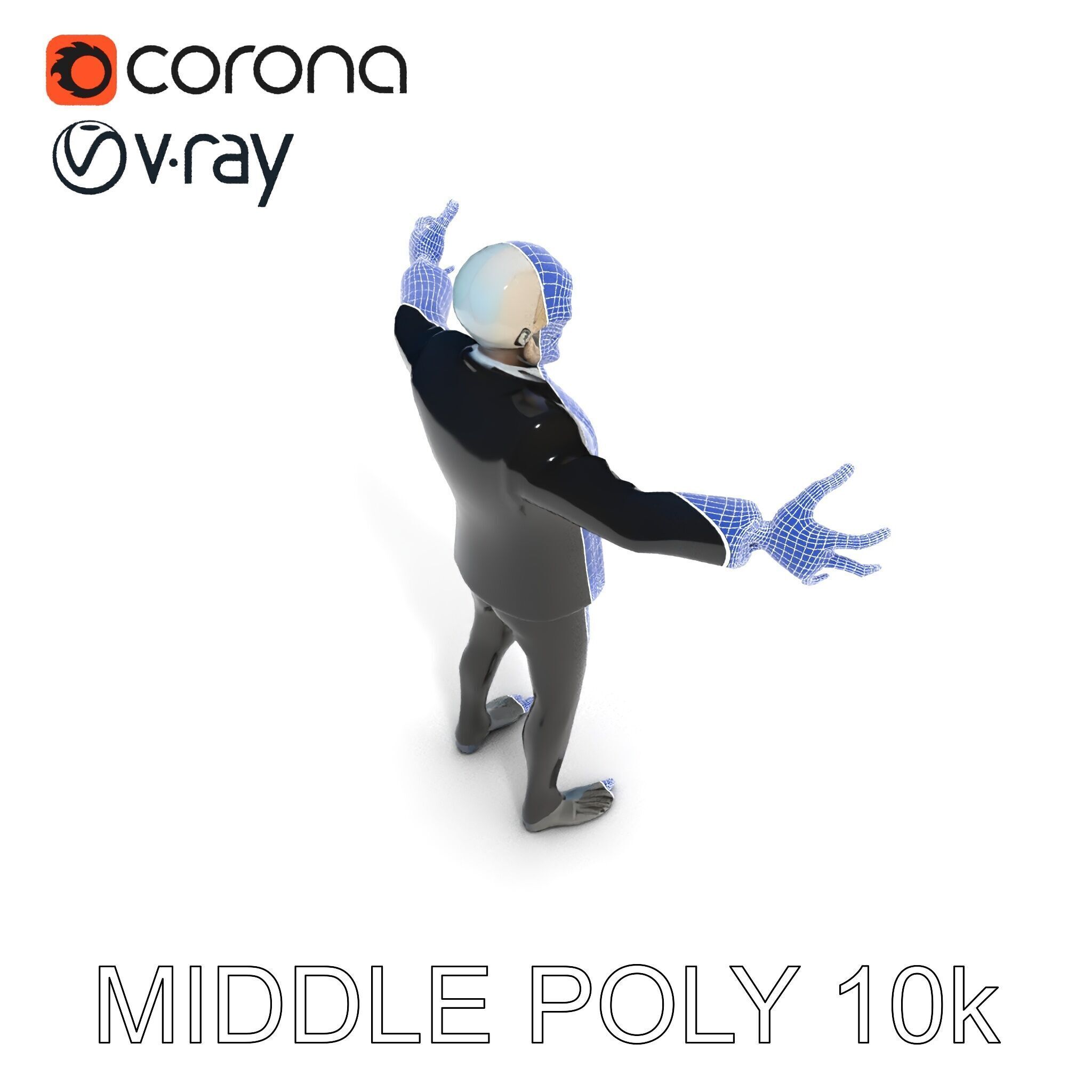 Skeleton Businessman in Suit with Mixamo Rig Compatibility Low-poly 3D model_23