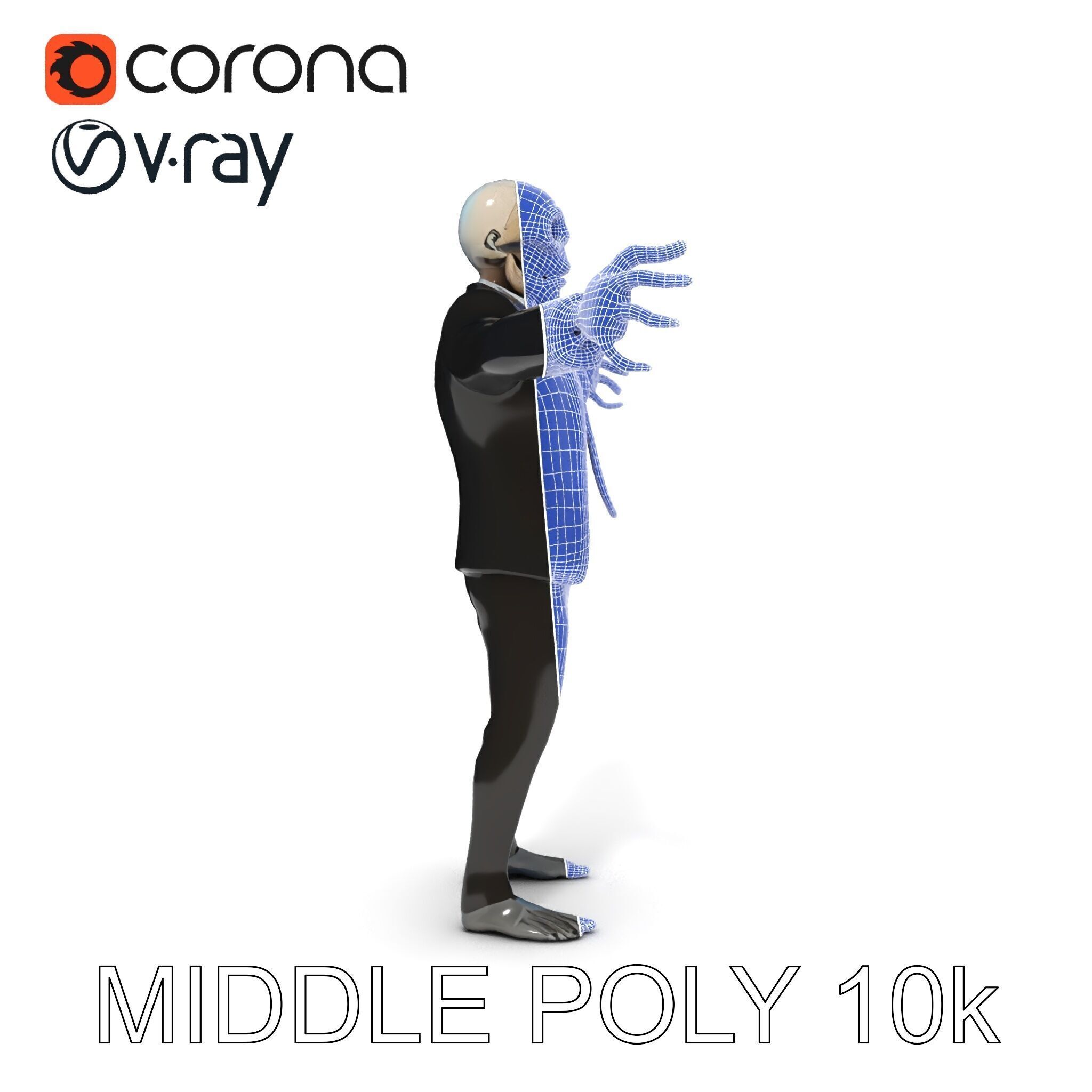 Skeleton Businessman in Suit with Mixamo Rig Compatibility Low-poly 3D model_37