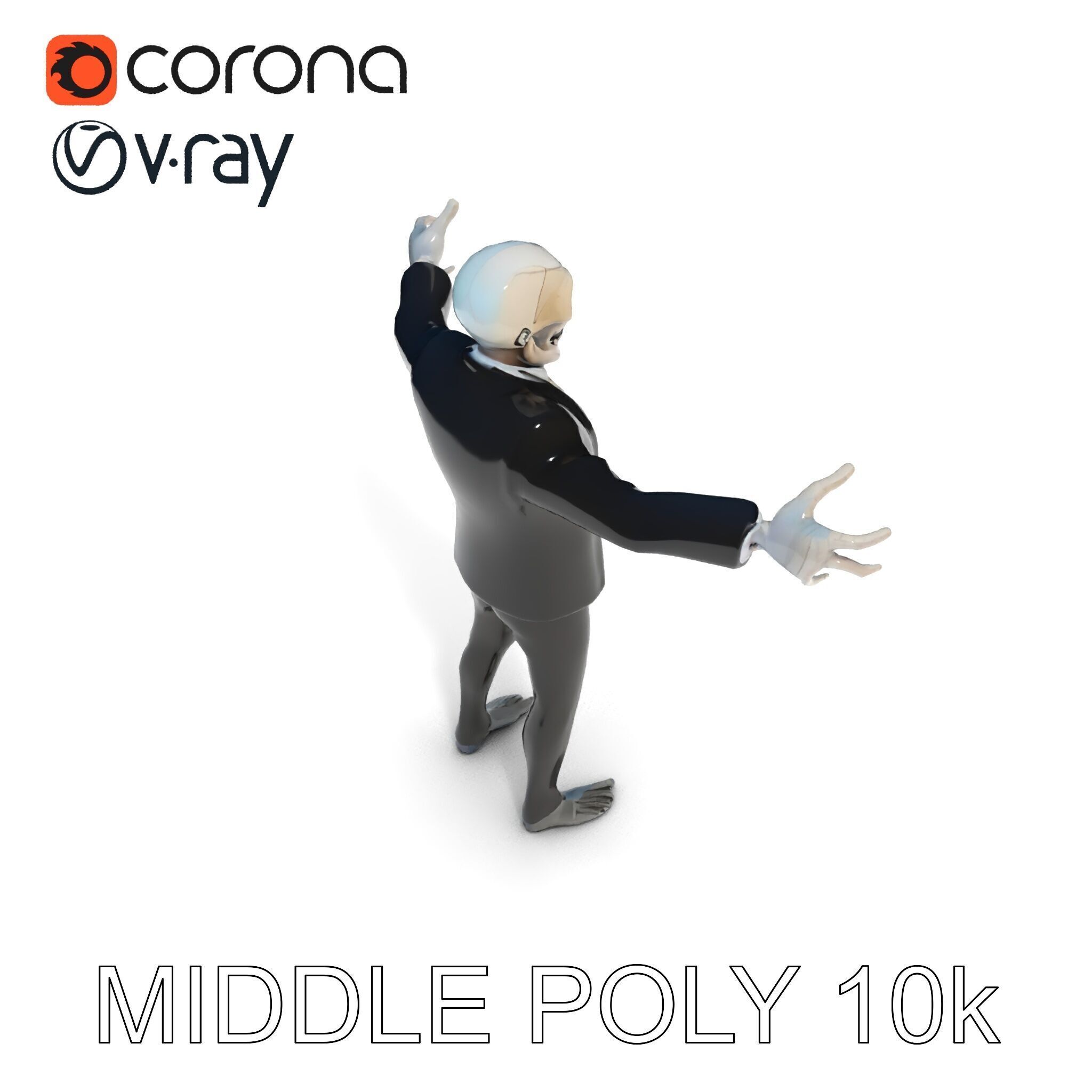 Skeleton Businessman in Suit with Mixamo Rig Compatibility Low-poly 3D model_12