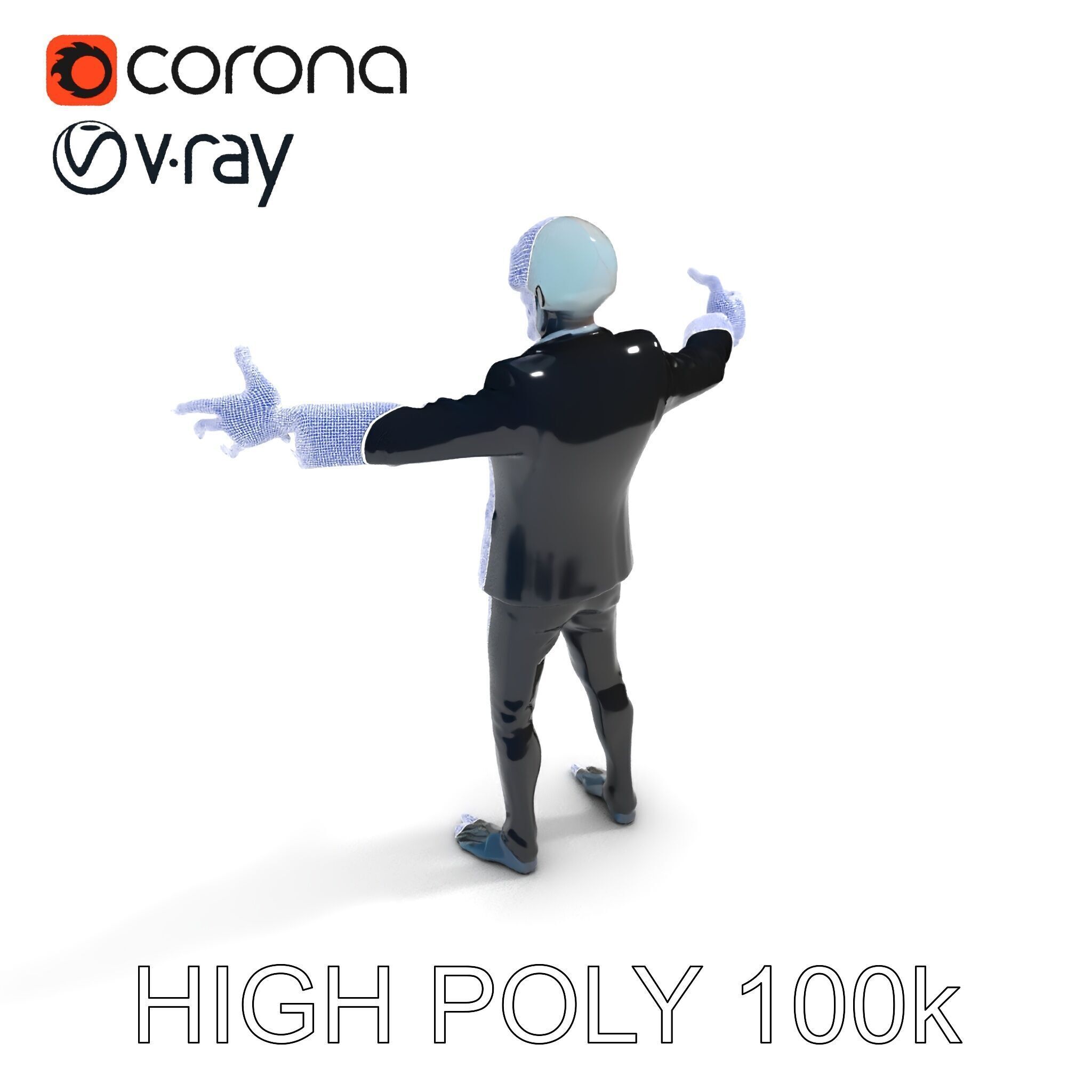 Skeleton Businessman in Suit with Mixamo Rig Compatibility Low-poly 3D model_28
