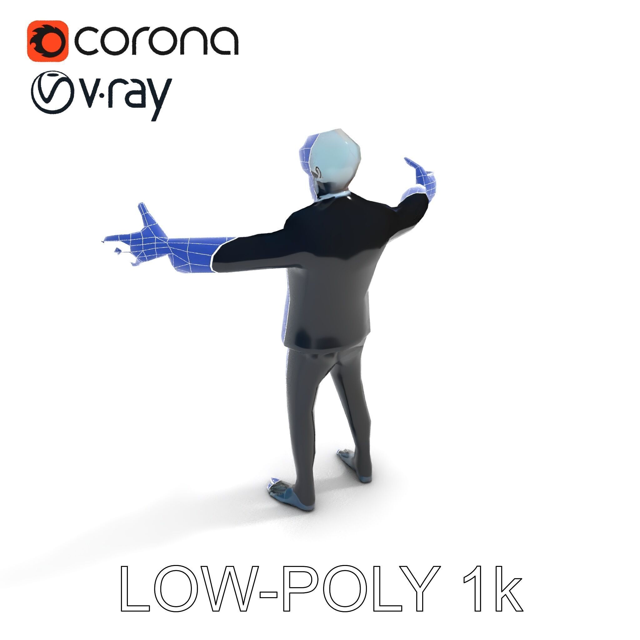 Skeleton Businessman in Suit with Mixamo Rig Compatibility Low-poly 3D model_16