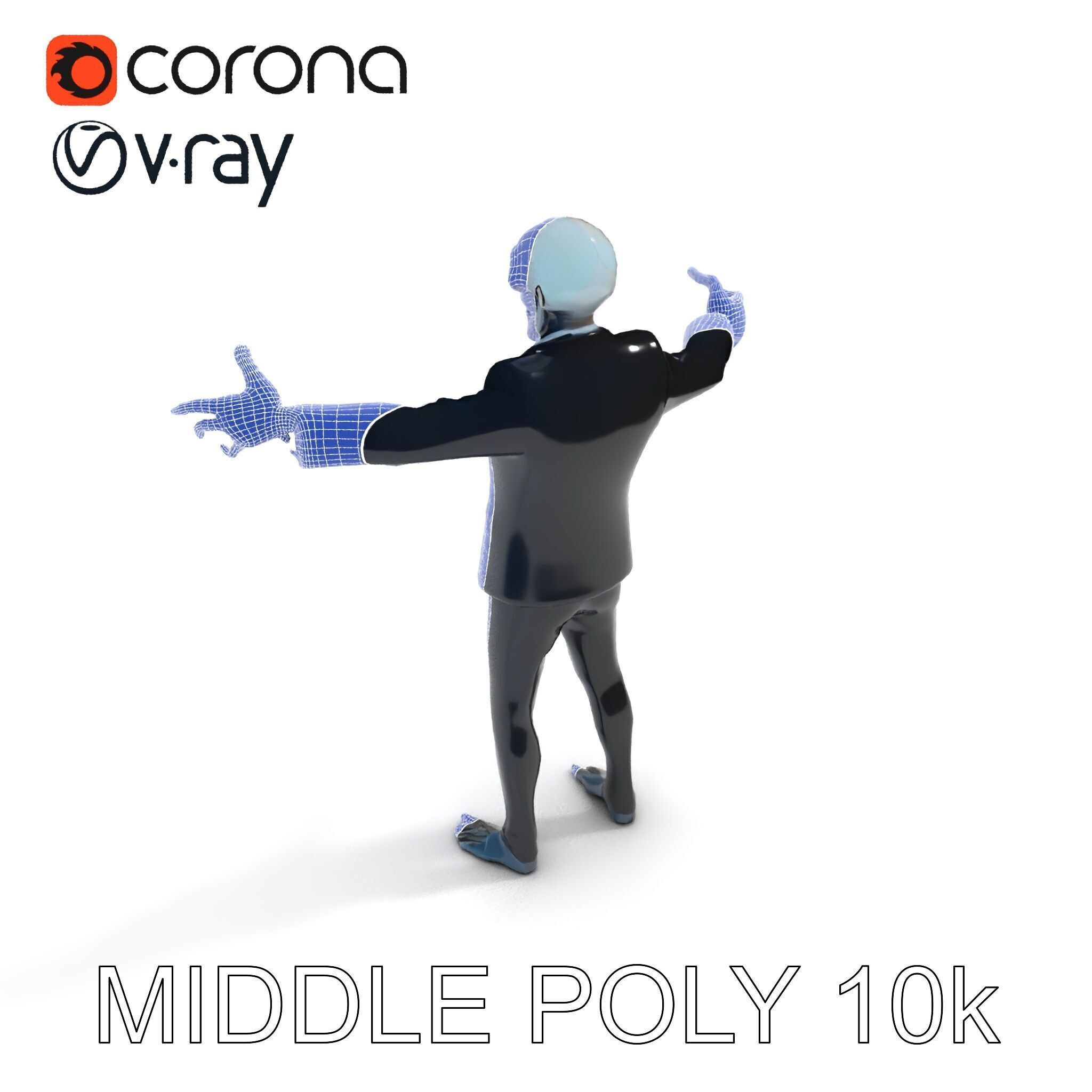 Skeleton Businessman in Suit with Mixamo Rig Compatibility Low-poly 3D model_15