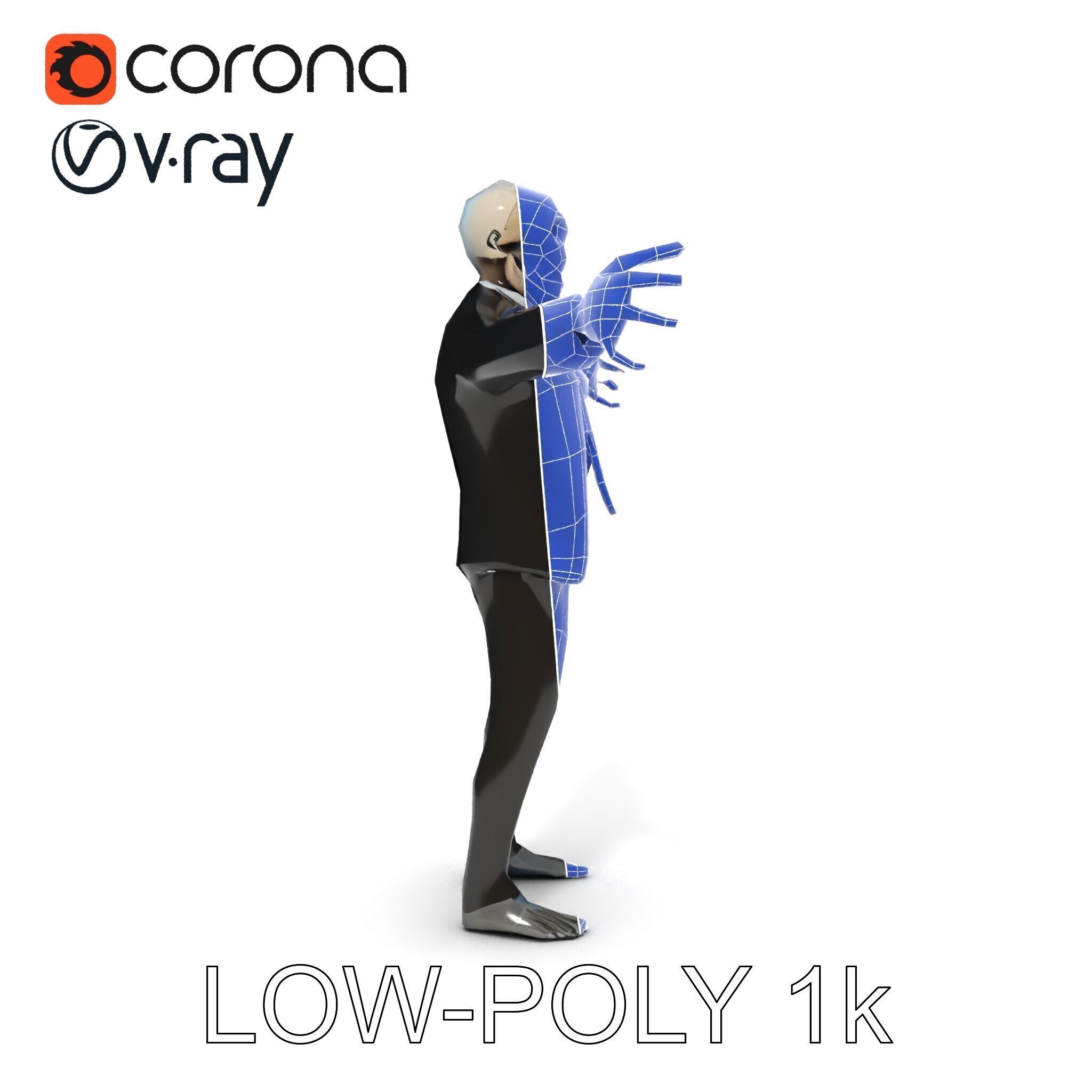 Skeleton Businessman in Suit with Mixamo Rig Compatibility Low-poly 3D model_10