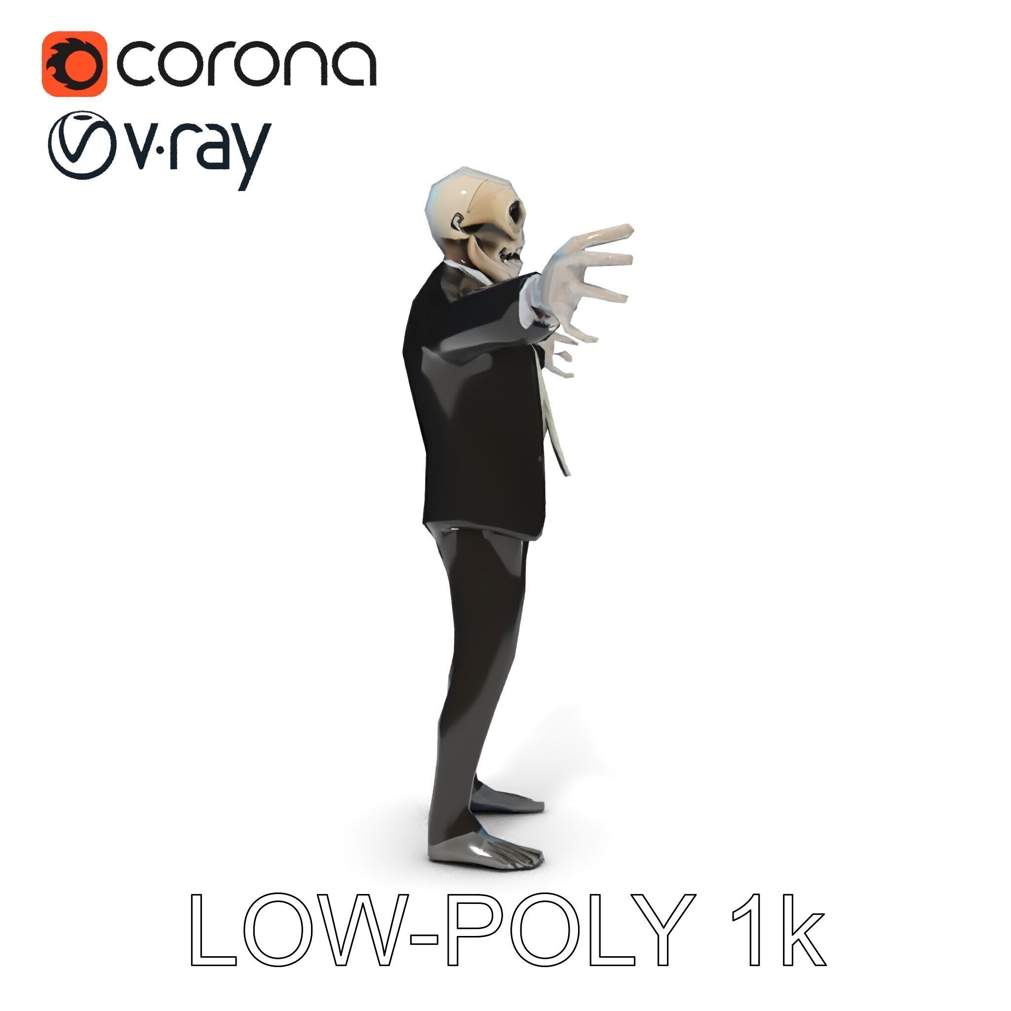 Skeleton Businessman in Suit with Mixamo Rig Compatibility Low-poly 3D model_19