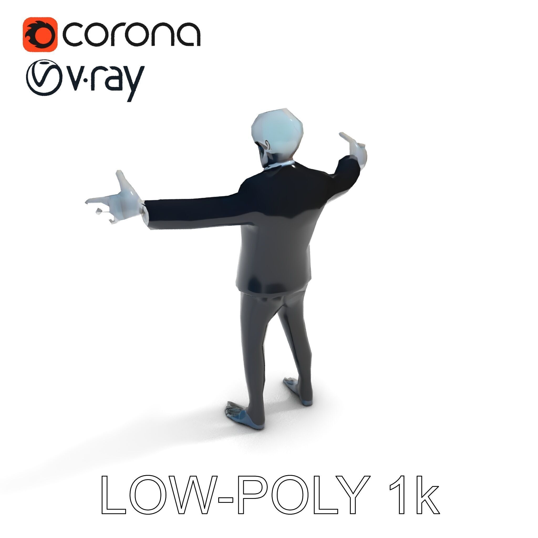 Skeleton Businessman in Suit with Mixamo Rig Compatibility Low-poly 3D model_21