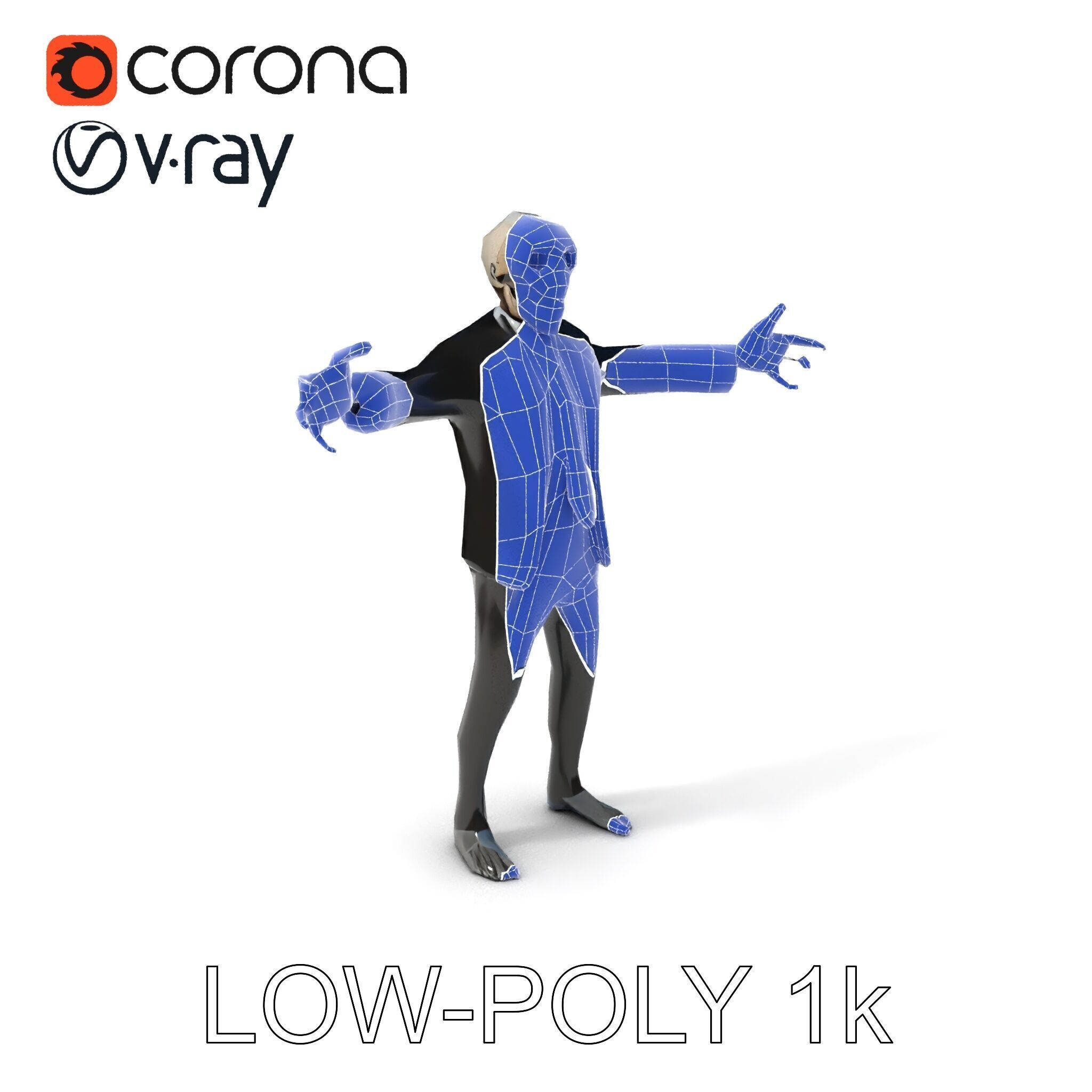 Skeleton Businessman in Suit with Mixamo Rig Compatibility Low-poly 3D model_13