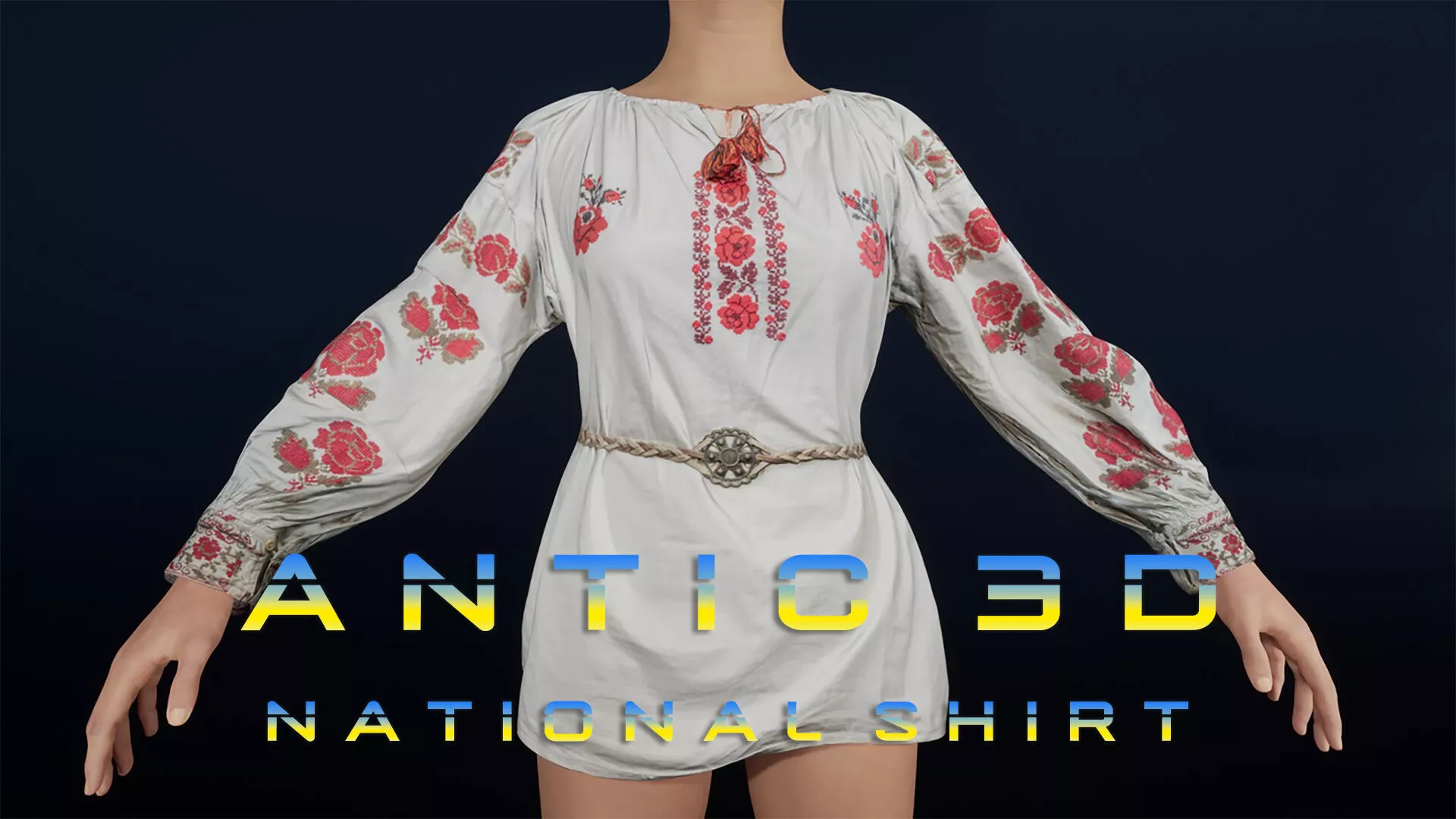 Ukrainian National Shirt Clothes Low-poly 3D model