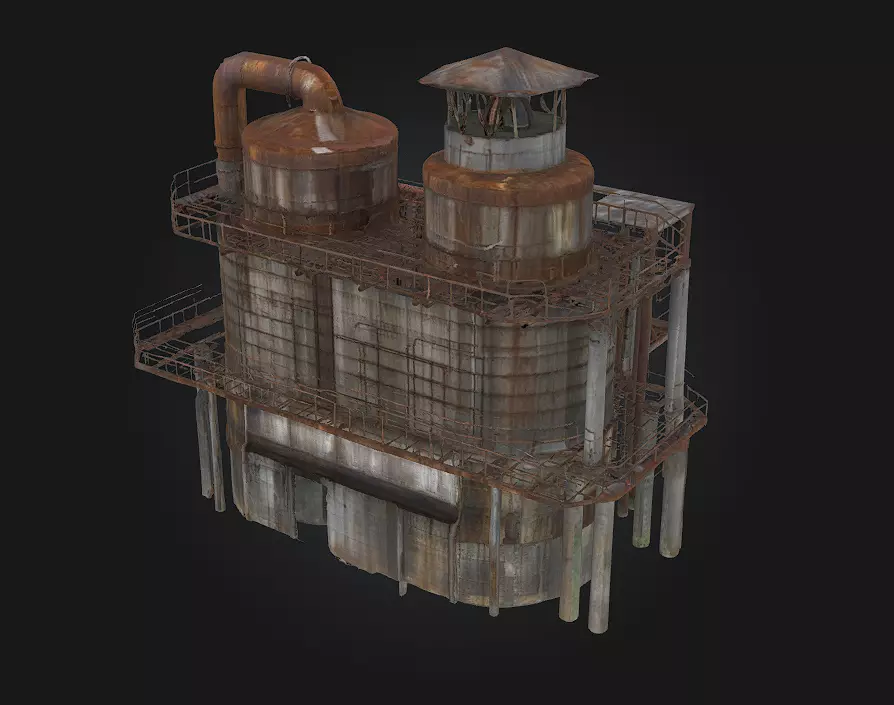 Rusty Industrial Complex Decay and Grit of a Forgotten Era 3D model