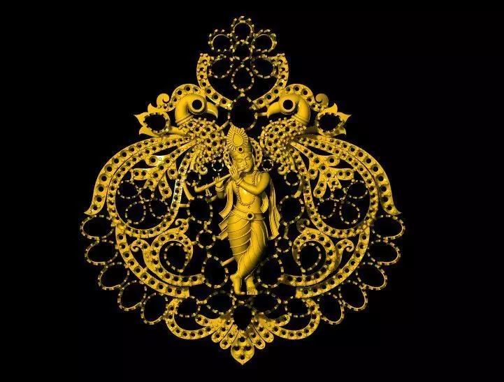 krishna necklace pendant 3dm file 3D print model_0