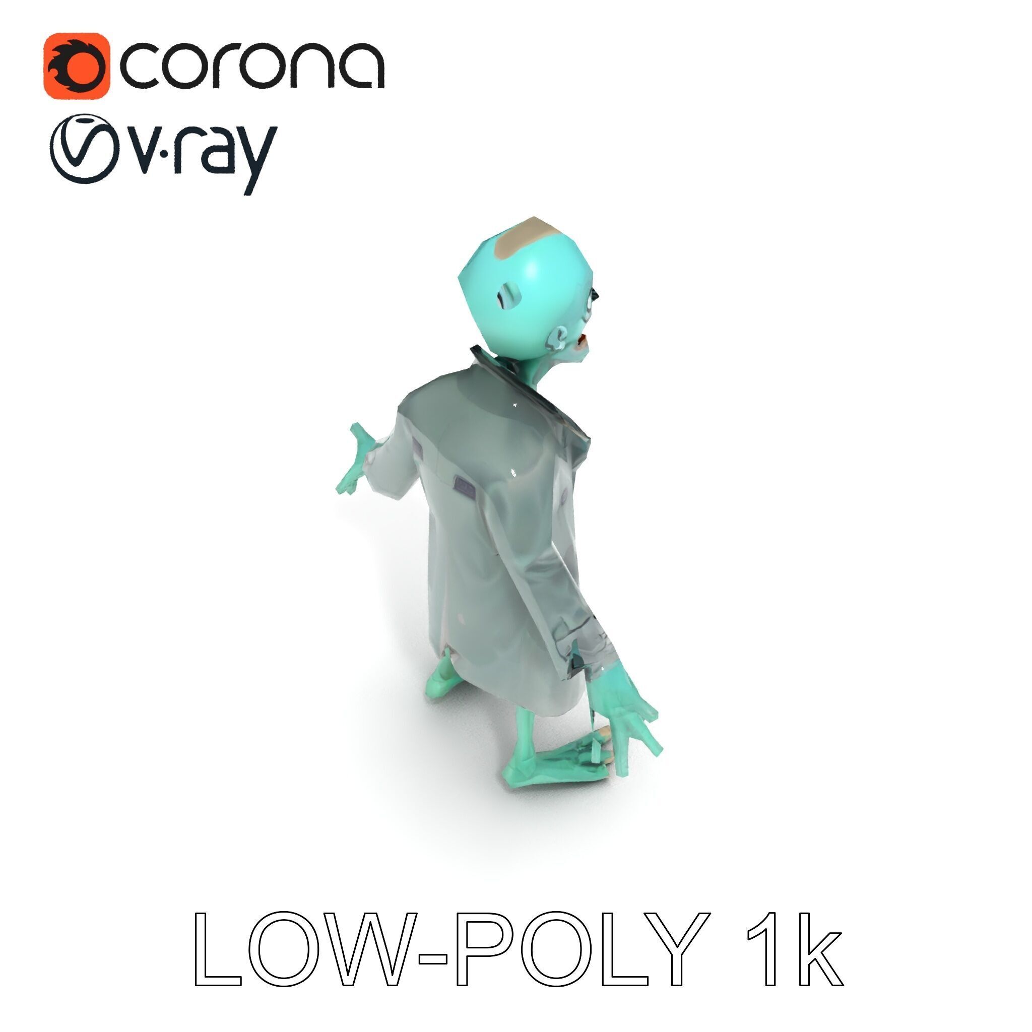 Quirky Zombie Detective in Trench Coat D Character Model Low-poly 3D model_16