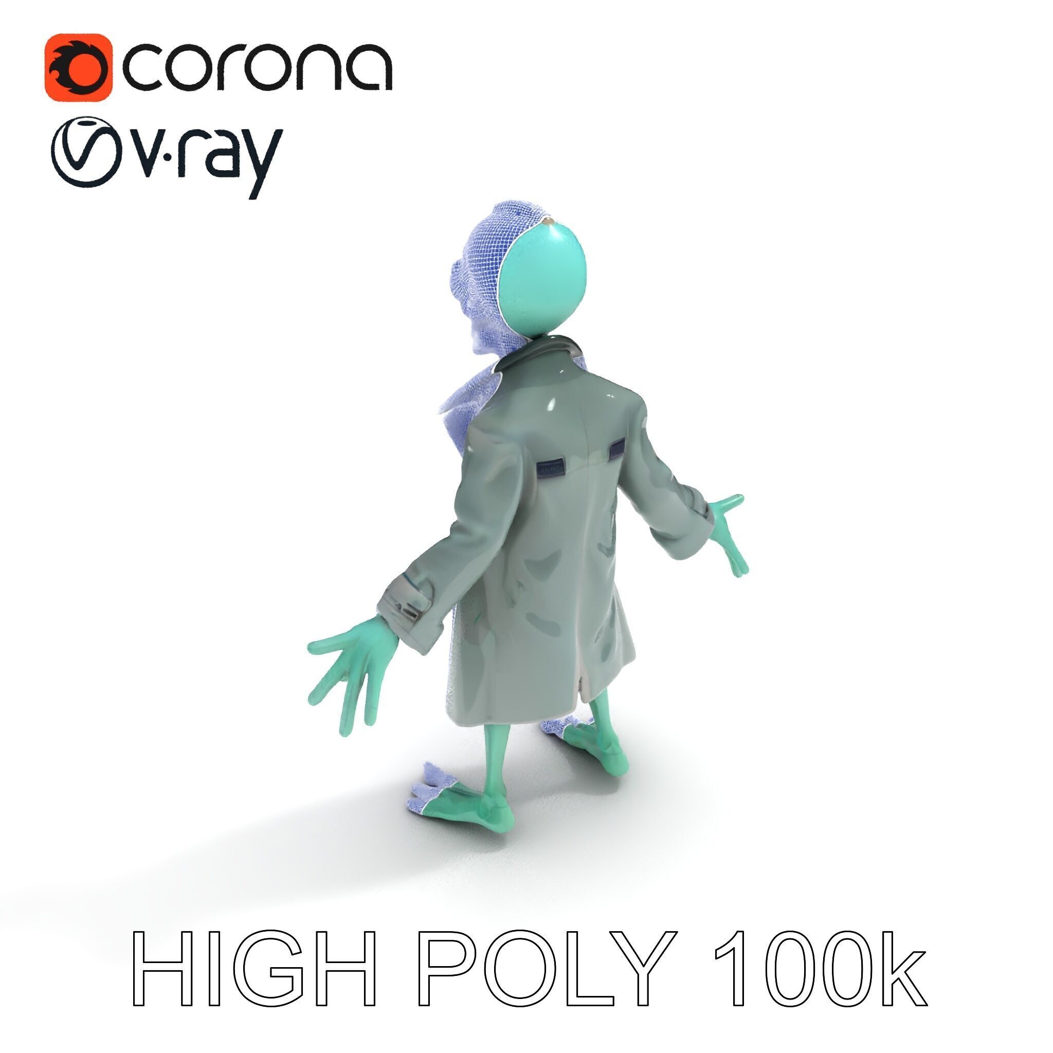 Quirky Zombie Detective in Trench Coat D Character Model Low-poly 3D model_36
