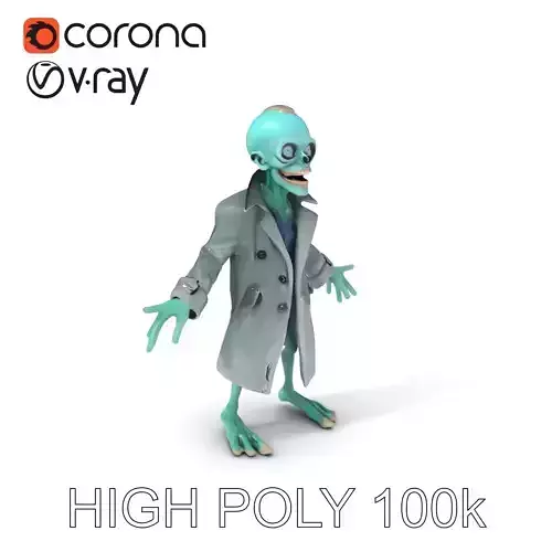 Quirky Zombie Detective in Trench Coat  D Character Model