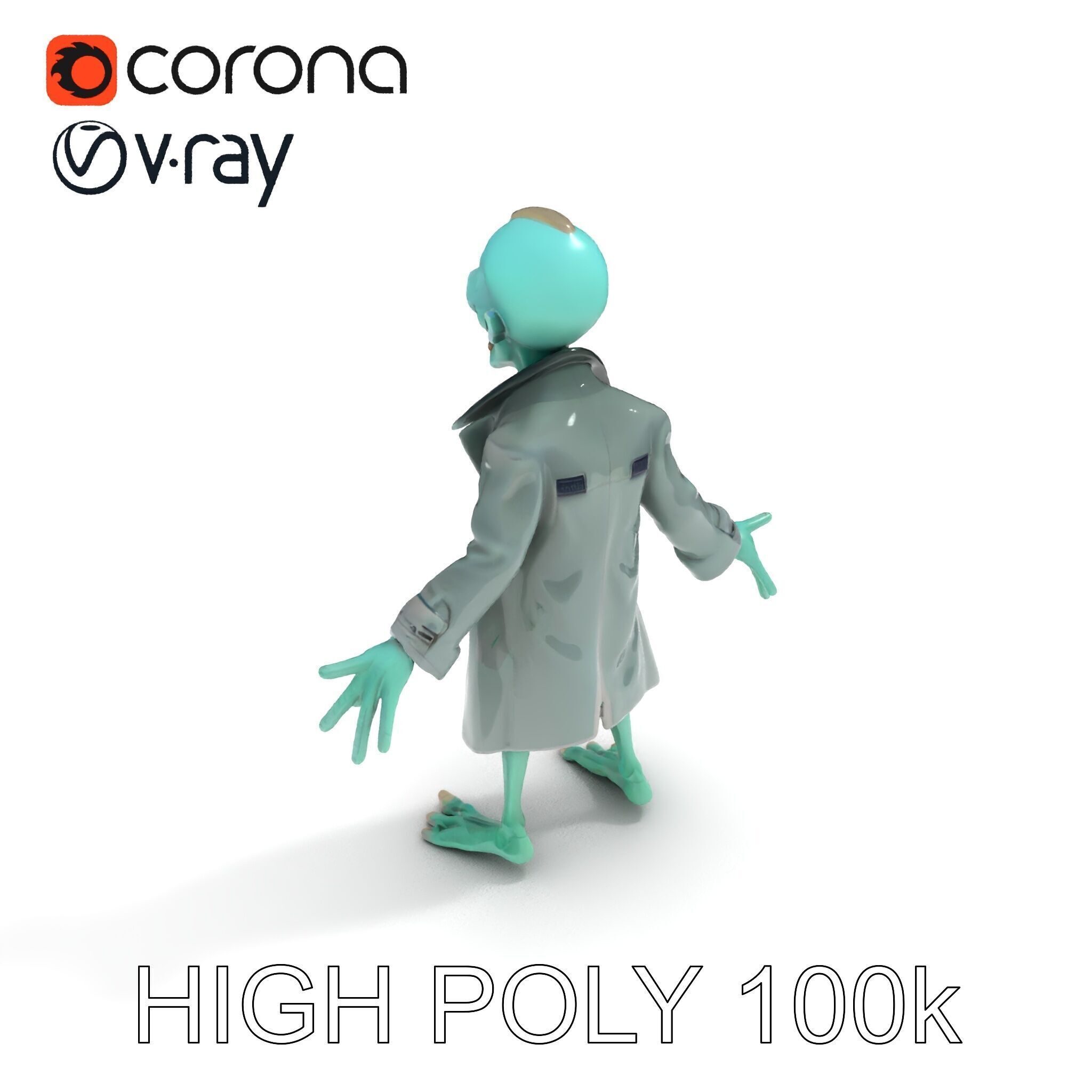 Quirky Zombie Detective in Trench Coat D Character Model Low-poly 3D model_17