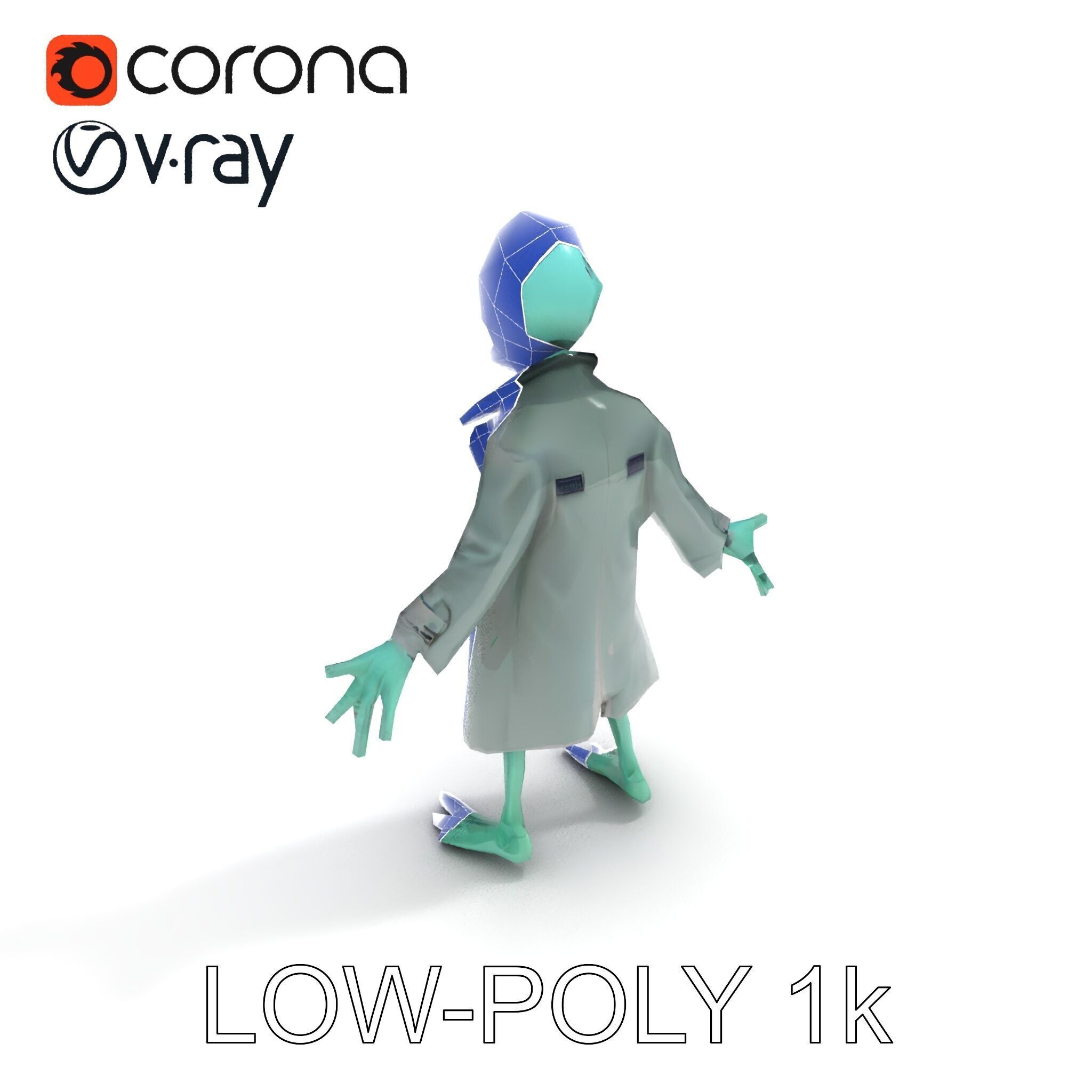 Quirky Zombie Detective in Trench Coat D Character Model Low-poly 3D model_21