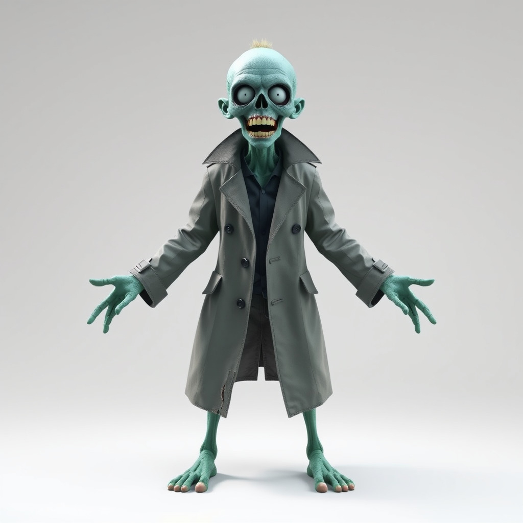 Quirky Zombie Detective in Trench Coat D Character Model Low-poly 3D model_4