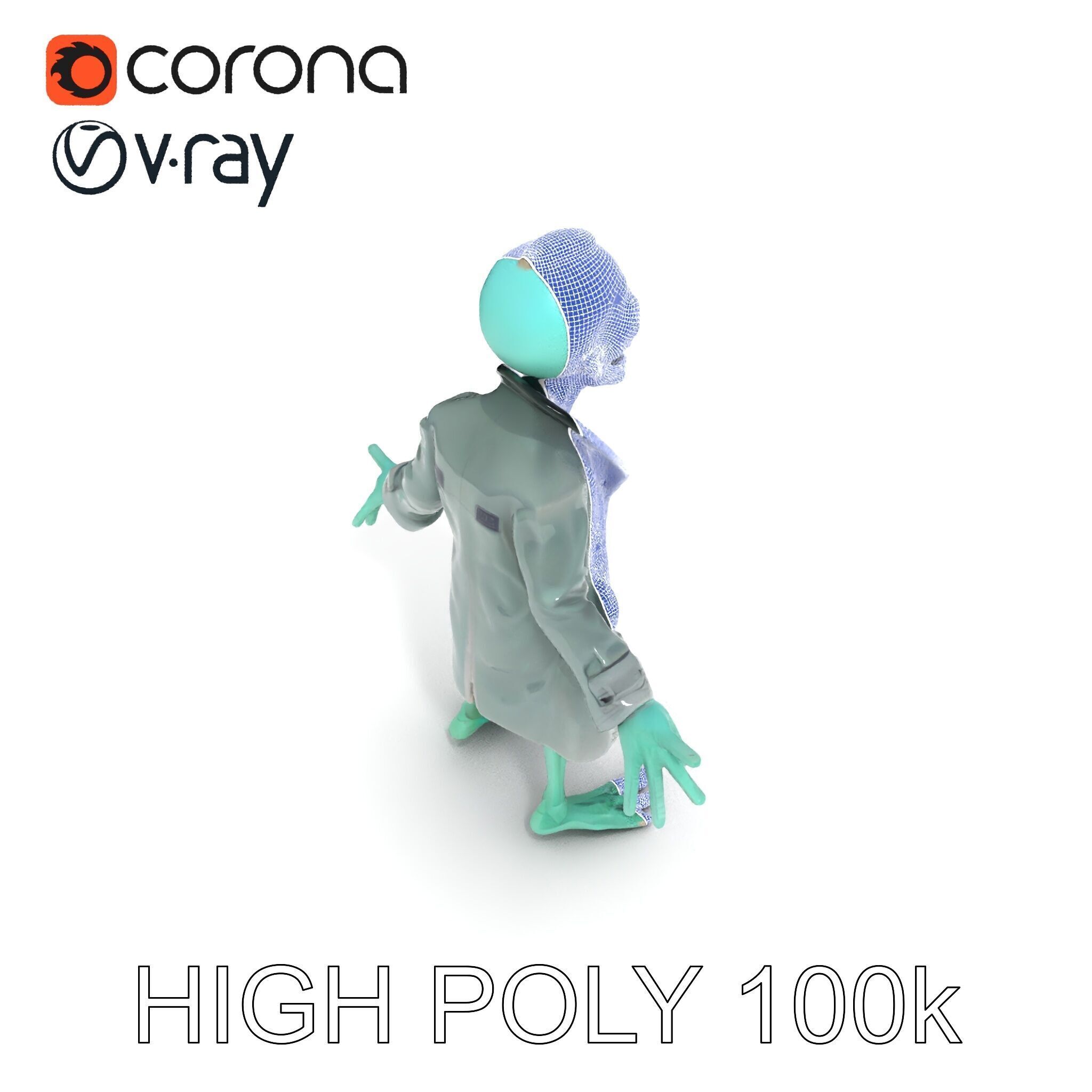 Quirky Zombie Detective in Trench Coat D Character Model Low-poly 3D model_8