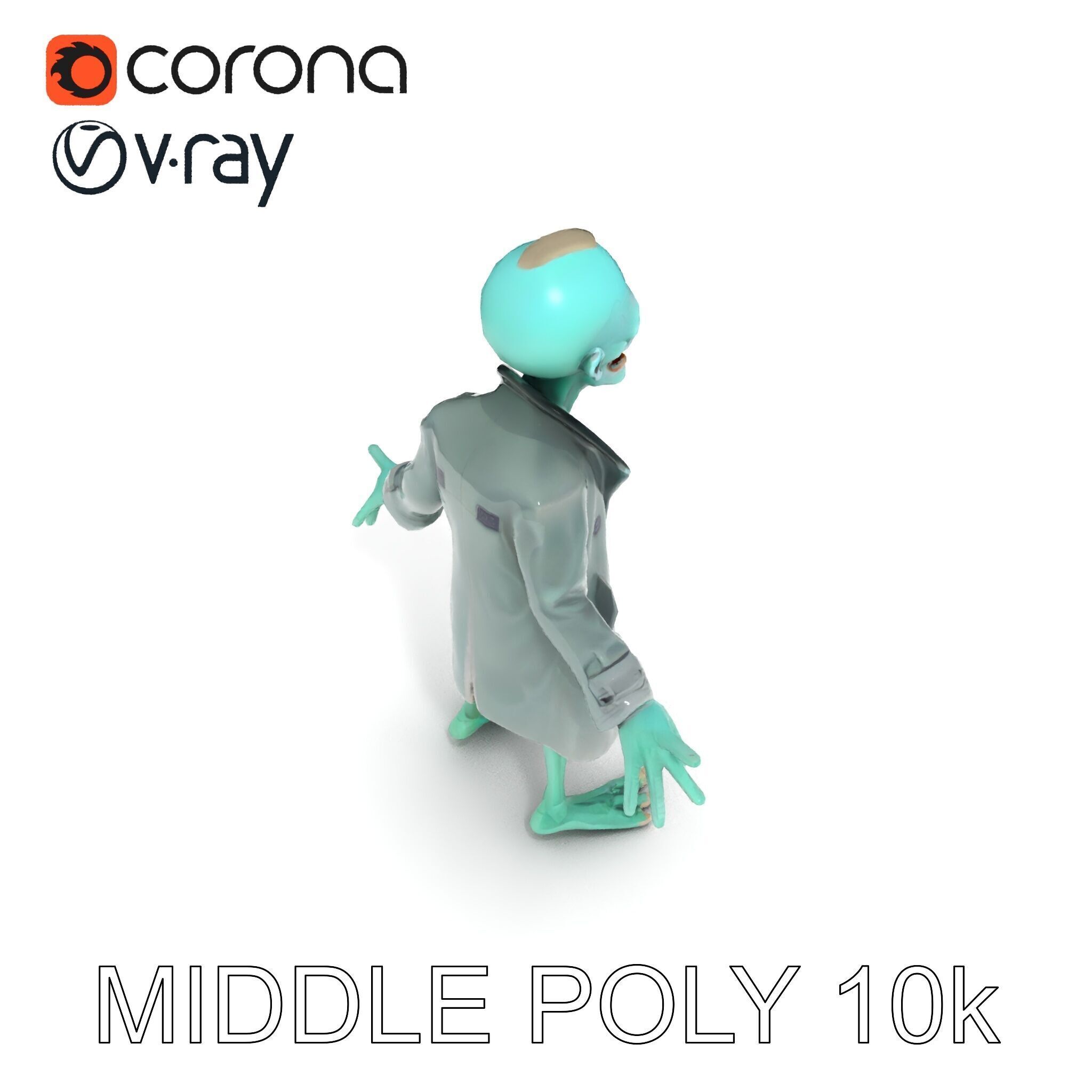 Quirky Zombie Detective in Trench Coat D Character Model Low-poly 3D model_32