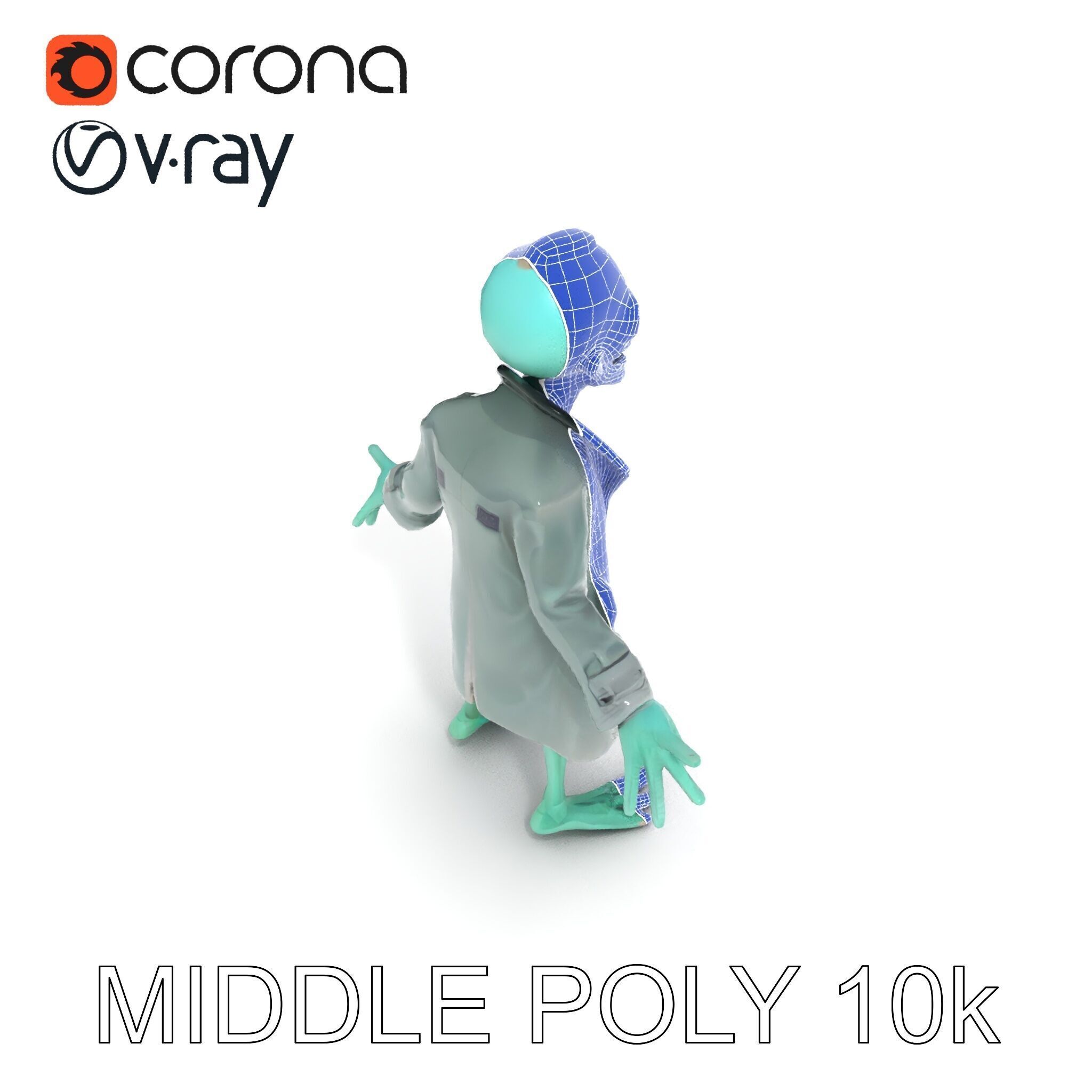 Quirky Zombie Detective in Trench Coat D Character Model Low-poly 3D model_22