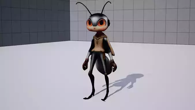 Humanoid Cricket Stylized Low-poly 3D model