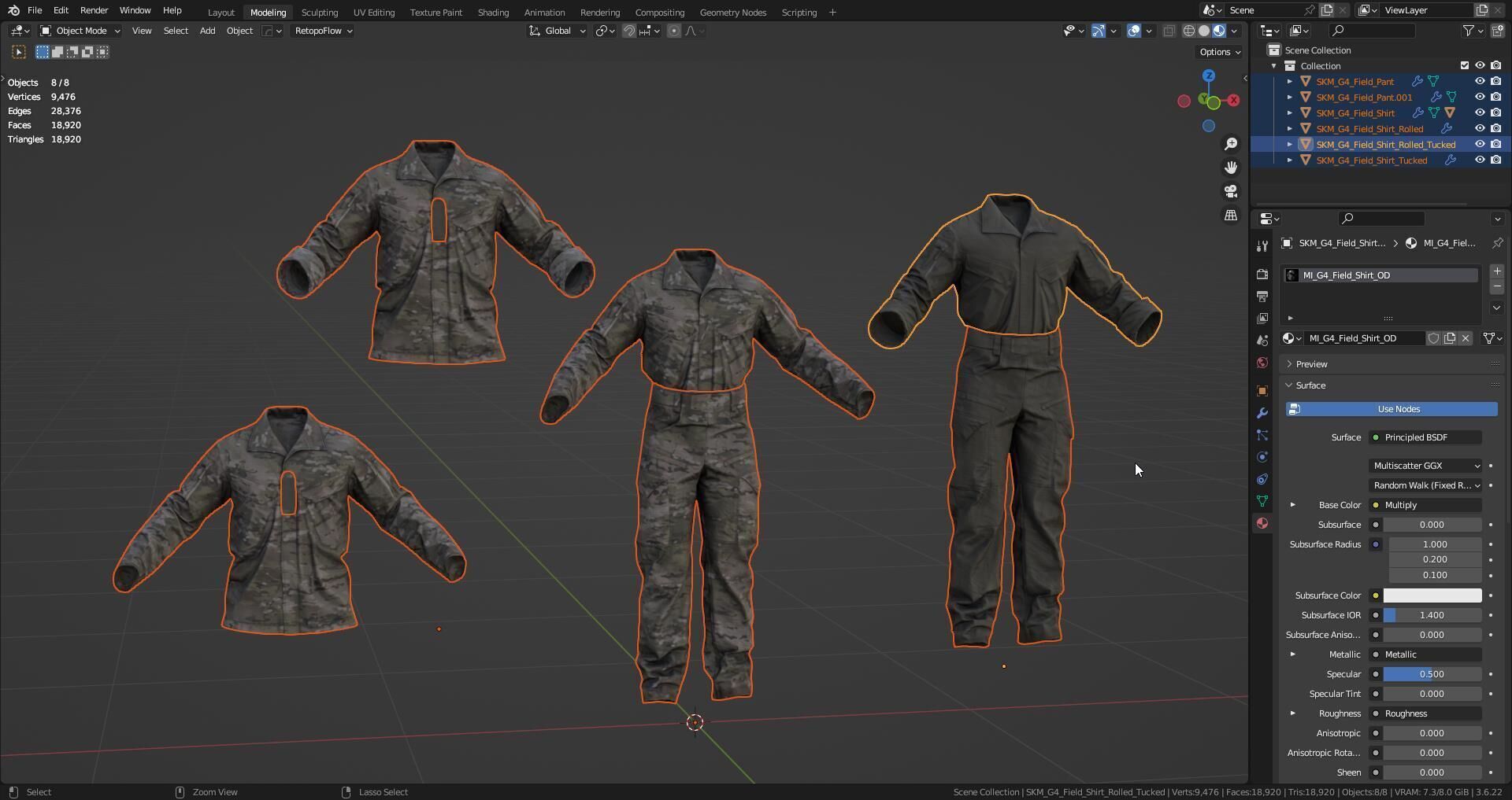 CRYE PRECISION GB4 FIELD UNIFORM Low-poly 3D model_9