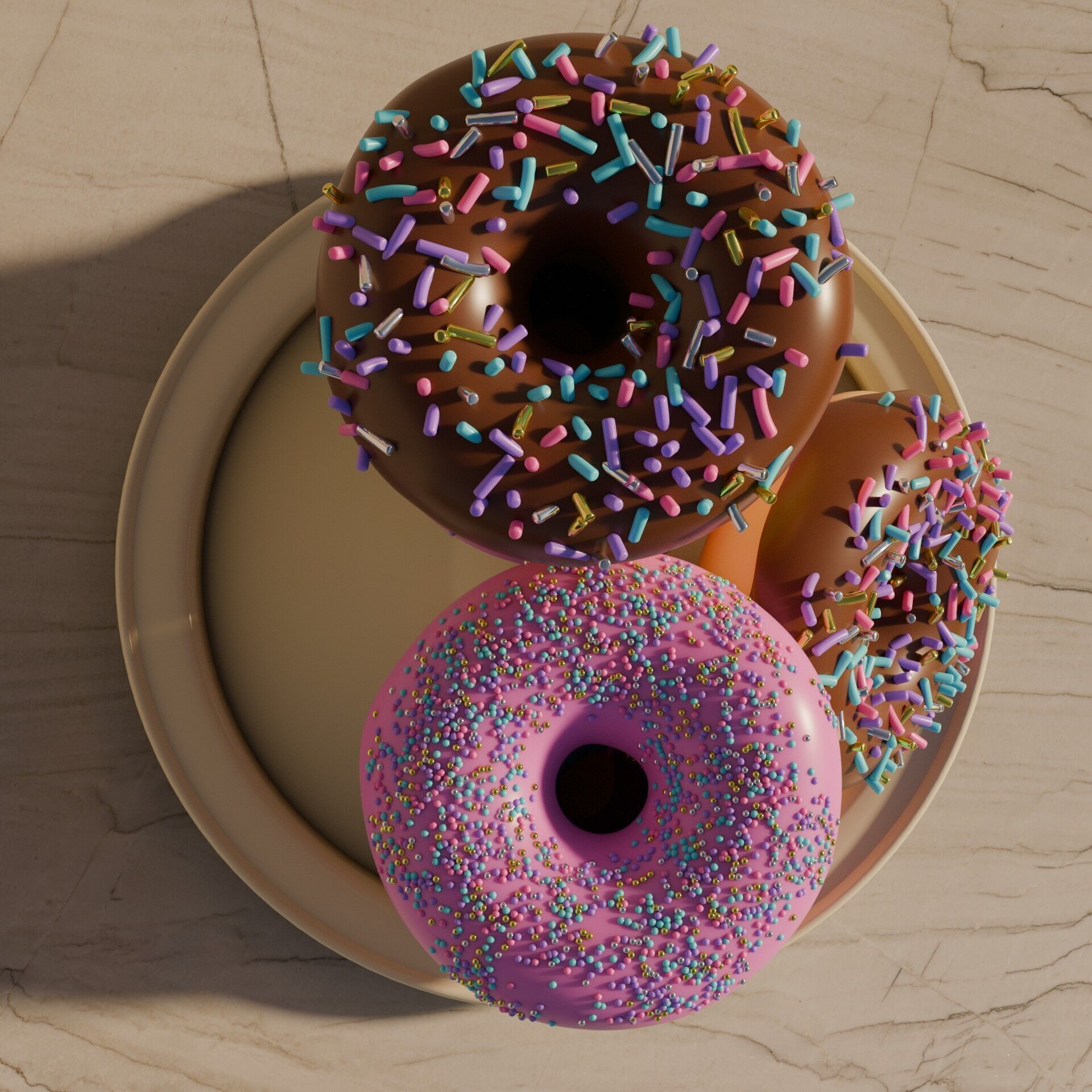 Donuts Low-poly 3D model_4