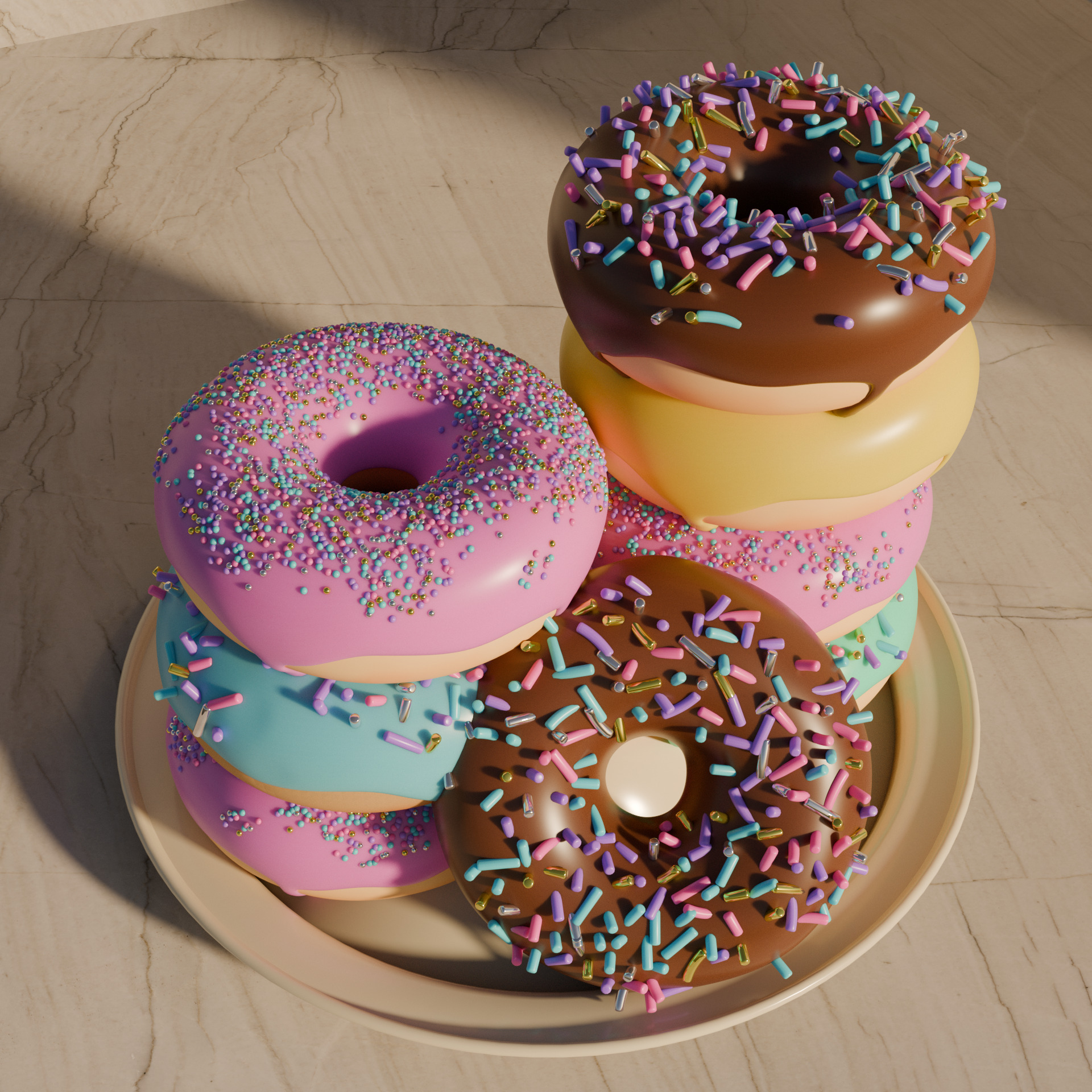 Donuts Low-poly 3D model_2