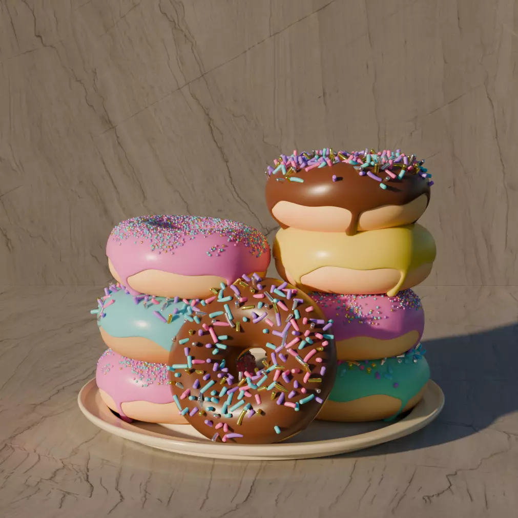Donuts Low-poly 3D model_0