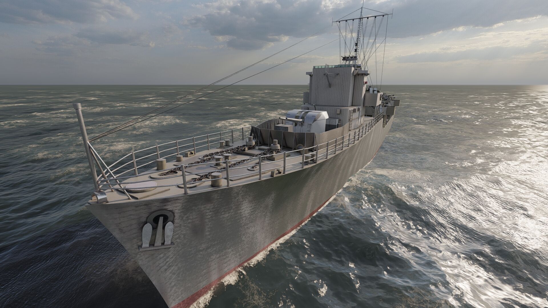 WW2 Britsh Destroyer 3D model_8