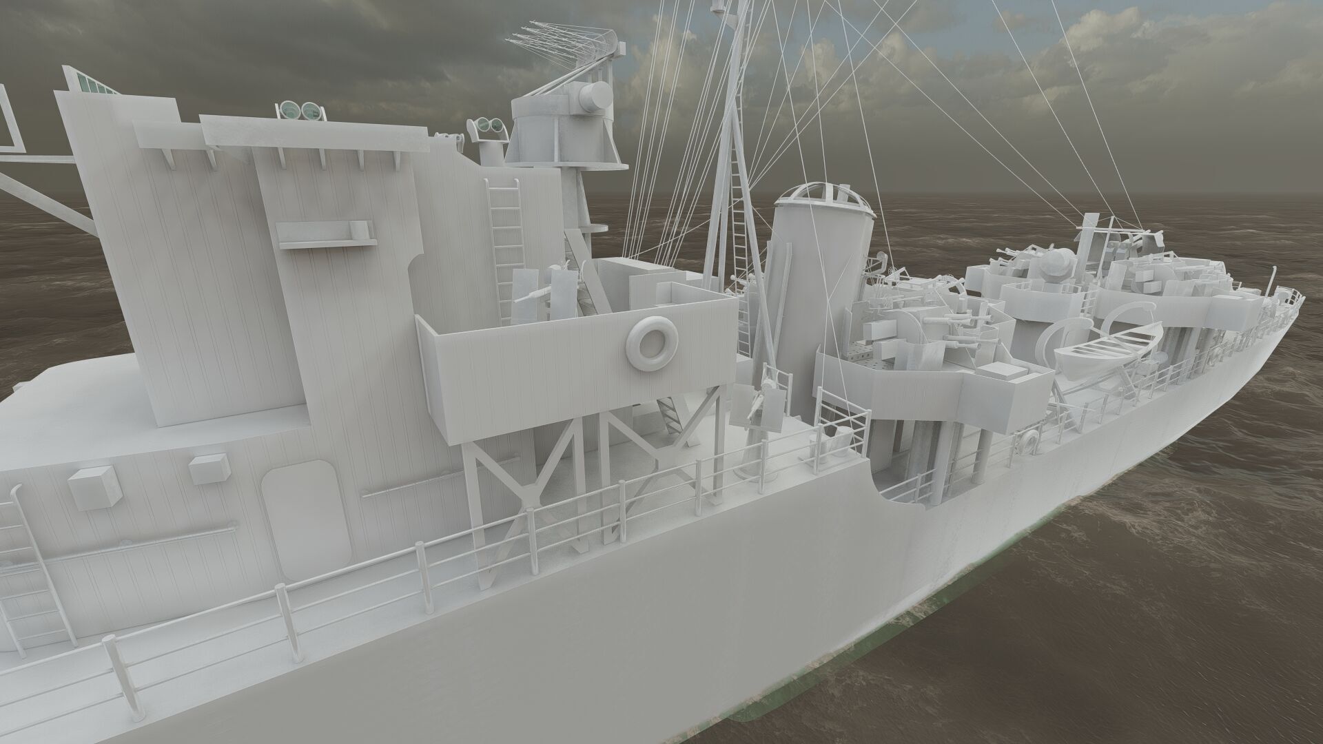 WW2 Britsh Destroyer 3D model_37
