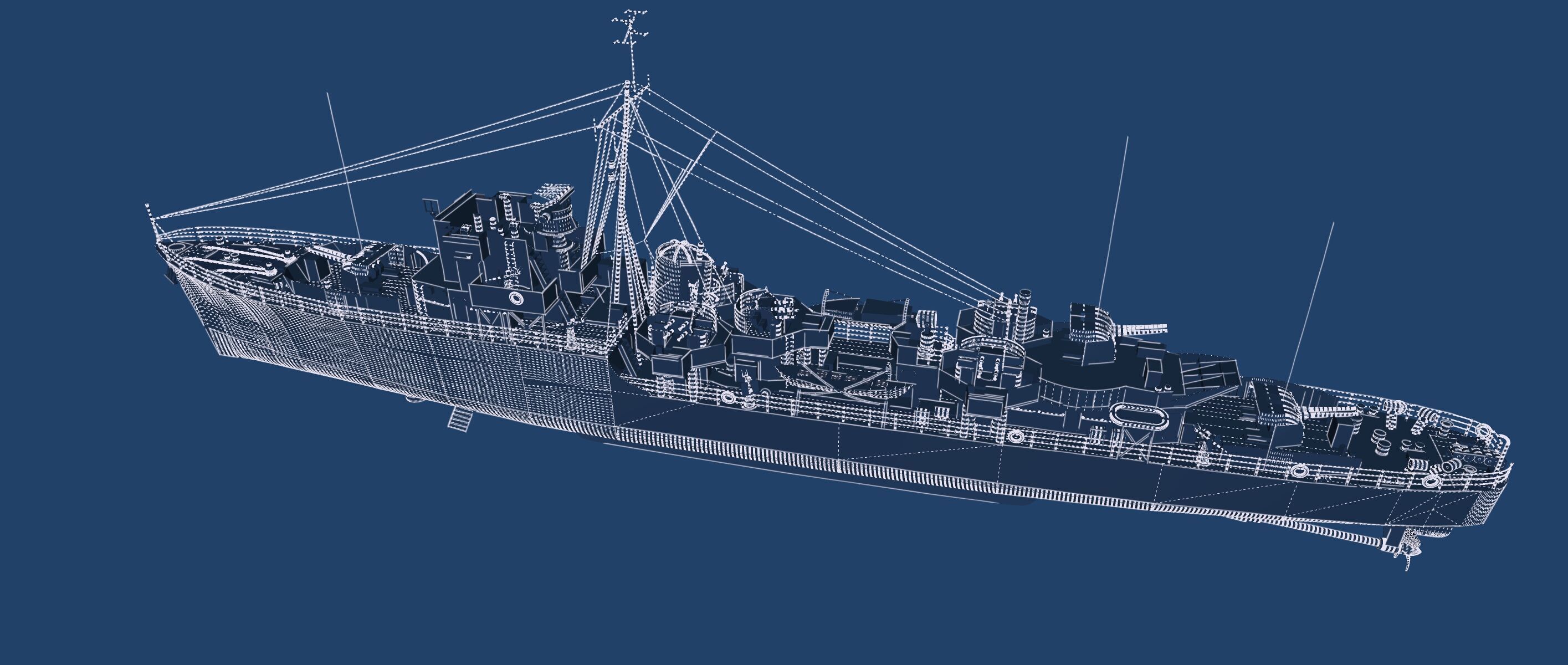 WW2 Britsh Destroyer 3D model_41