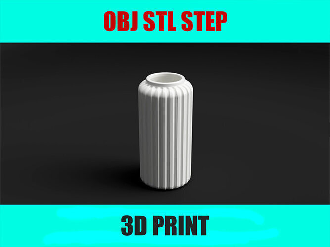 Tubus 2 Ribbed Vase 3D Model Modern Cylinder Vase STL File 3D print model