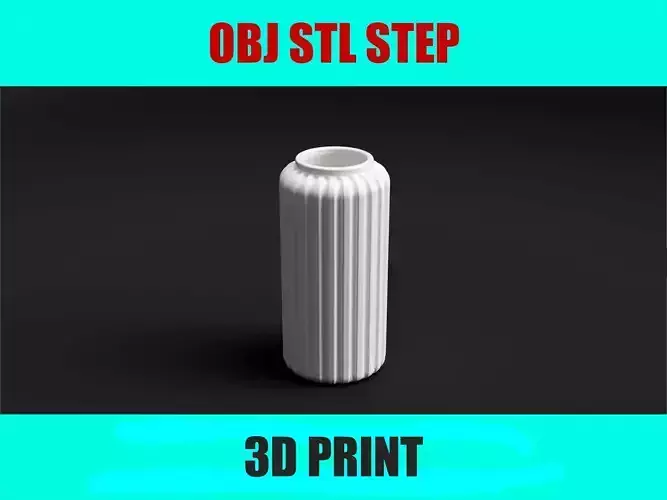 Tubus 2 Ribbed Vase 3D Model Modern Cylinder Vase STL File