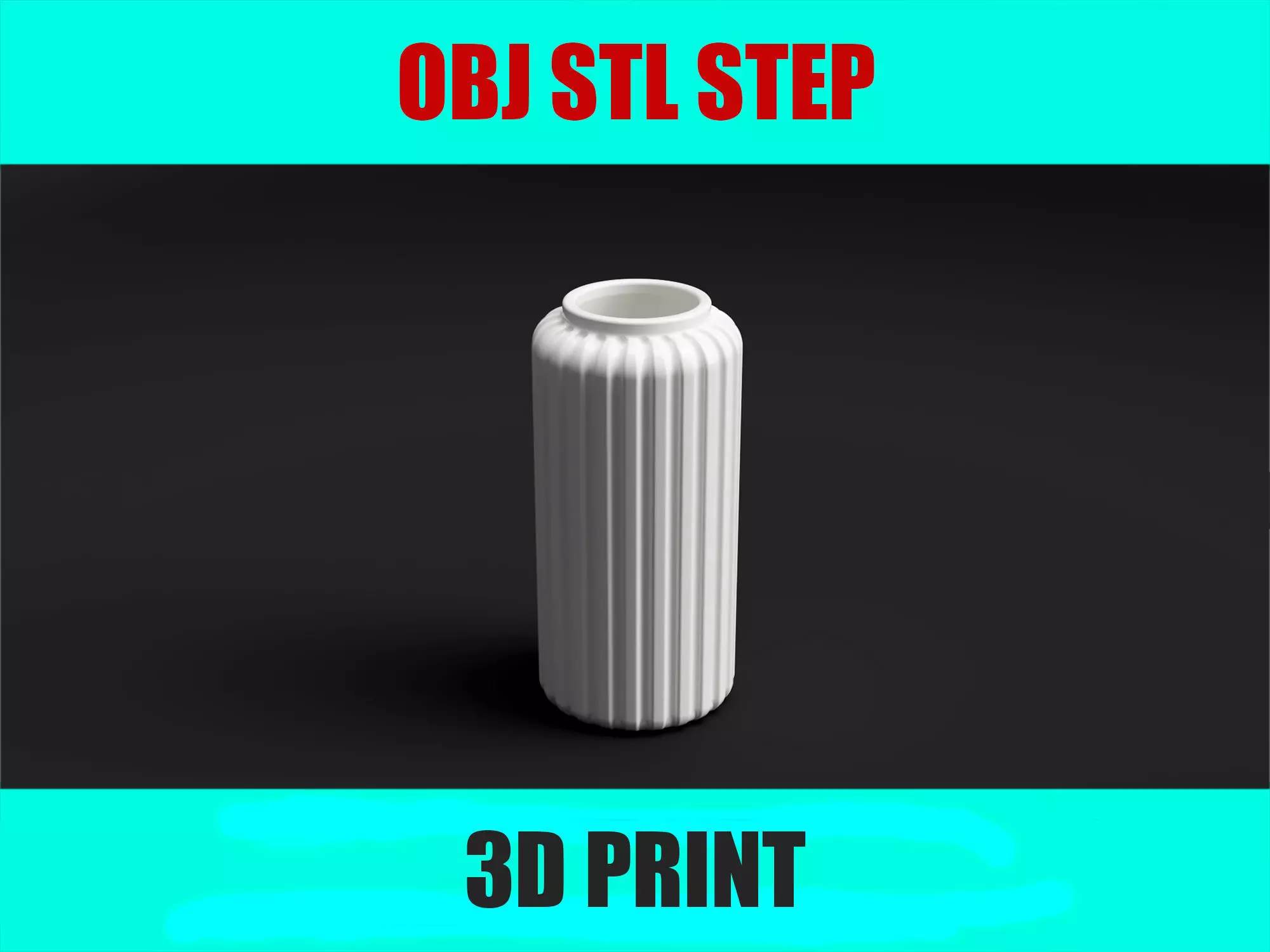 Tubus 2 Ribbed Vase 3D Model Modern Cylinder Vase STL File 3D print model_0