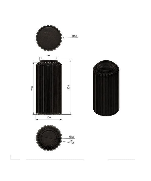 Tubus 2 Ribbed Vase 3D Model Modern Cylinder Vase STL File 3D print model_1