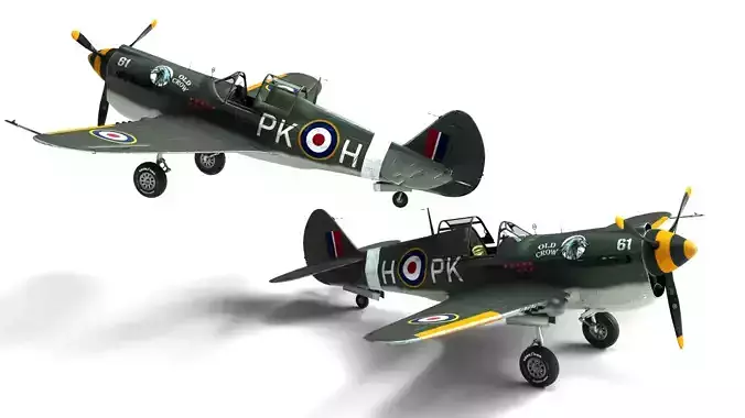 3D Britain Fully Rigged Wwii-Style Fighter Aircraft 3D model