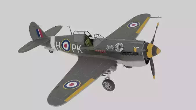 3D Britain Fully Rigged Wwii-Style Fighter Aircraft 3D model