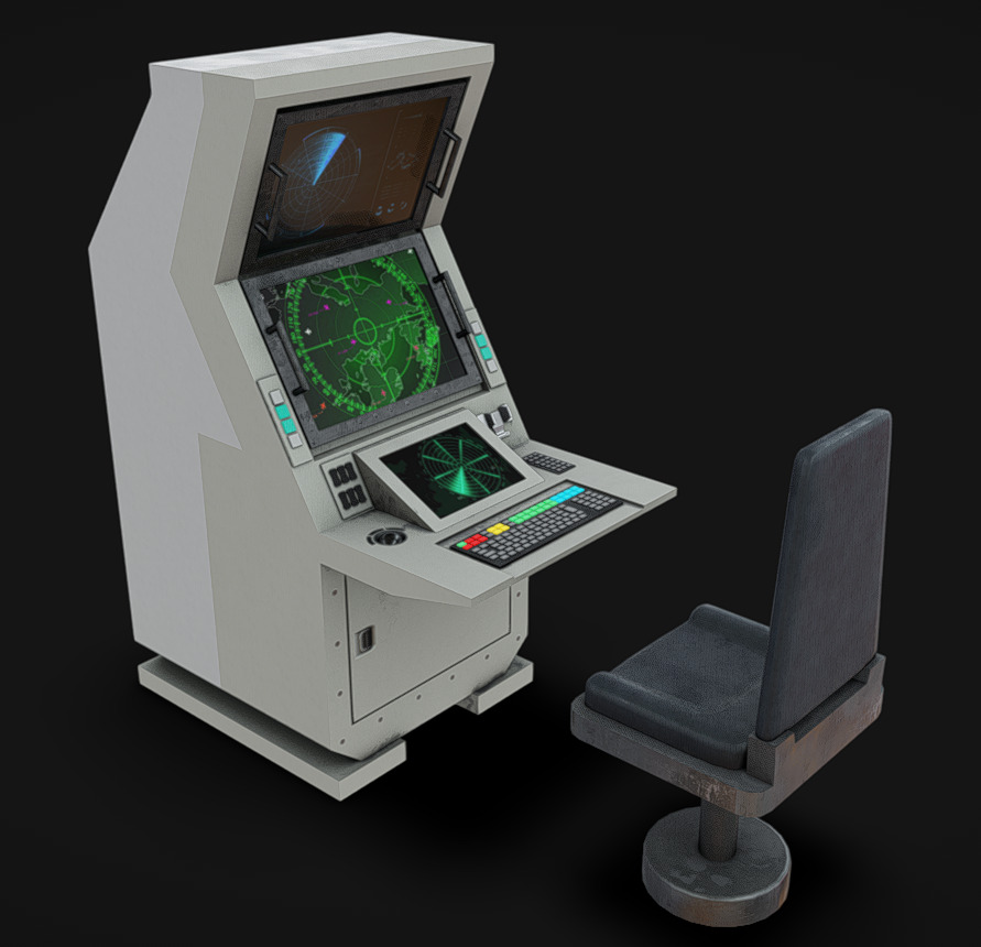 Computer Terminal 01 Low-poly 3D model_1