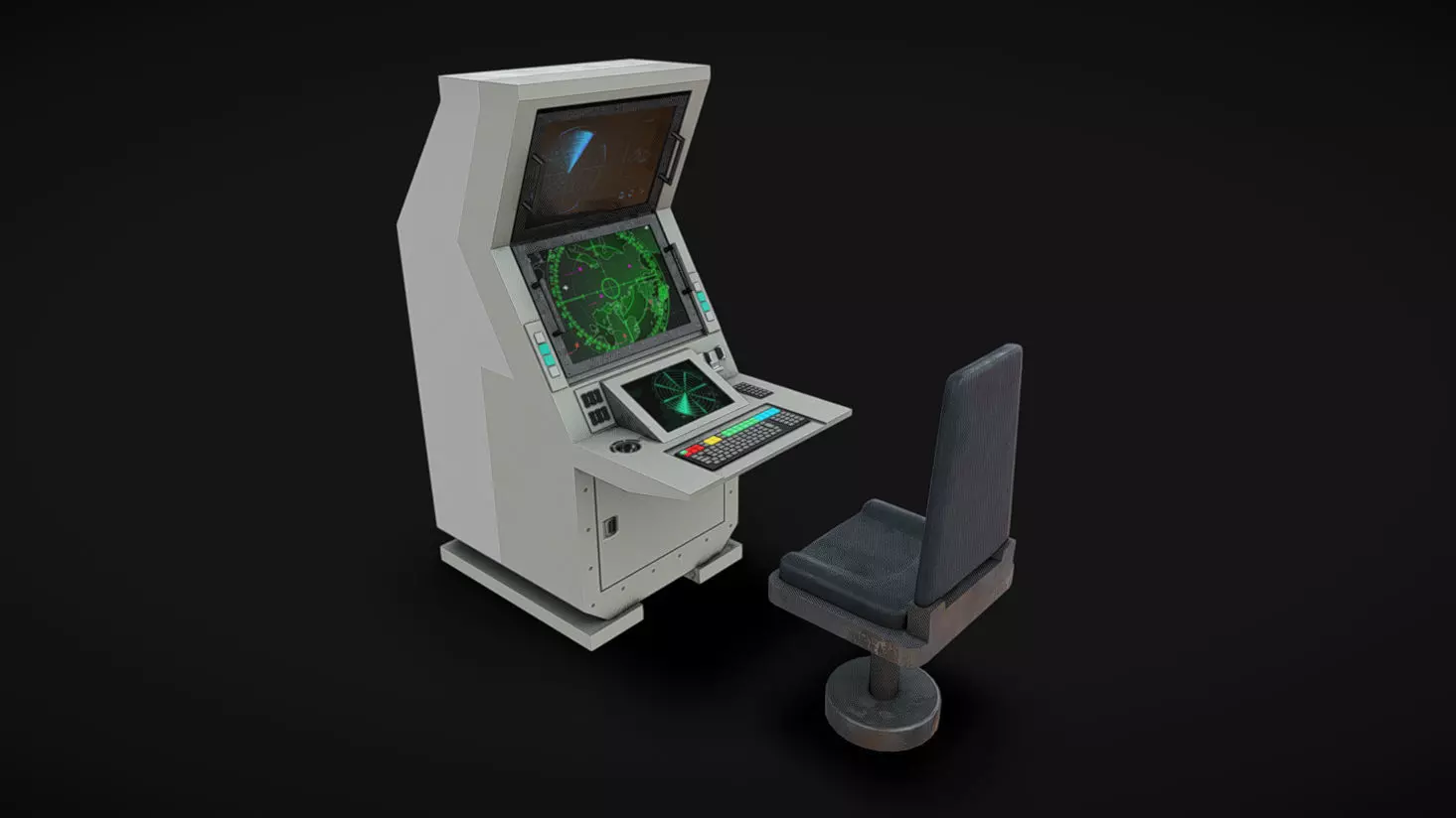 Computer Terminal 01 Low-poly 3D model_0
