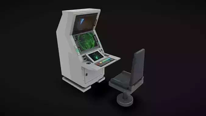 Computer Terminal 01 Low-poly 3D model