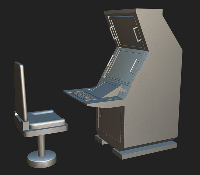 Computer Terminal 01 Low-poly 3D model_7