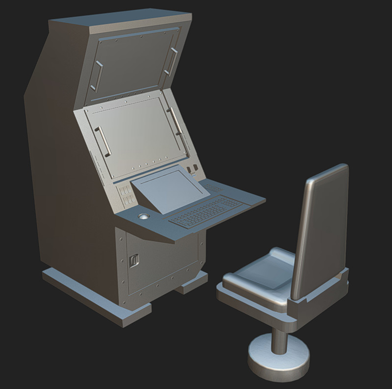 Computer Terminal 01 Low-poly 3D model_6