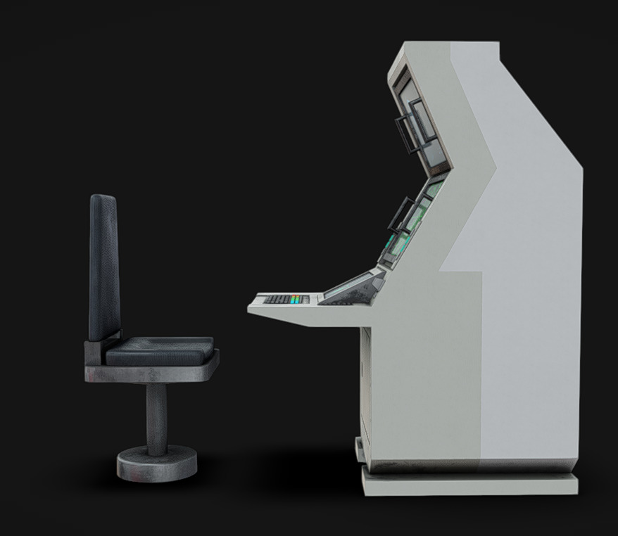 Computer Terminal 01 Low-poly 3D model_4
