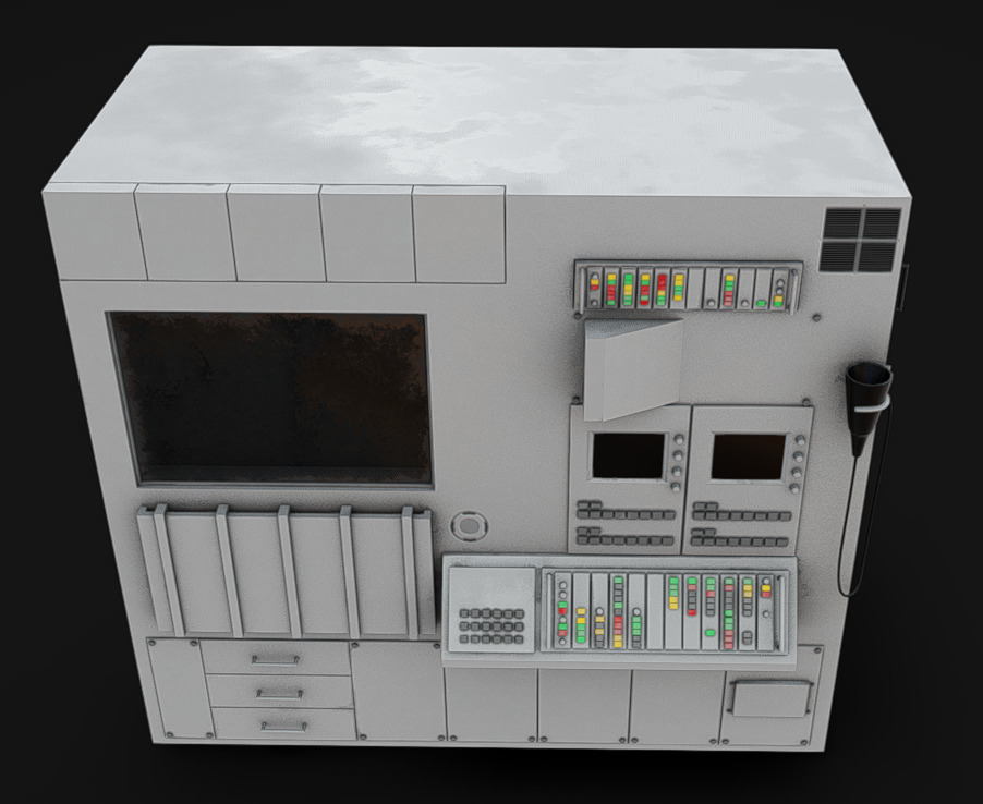 Computer Terminal 02 Low-poly 3D model_4