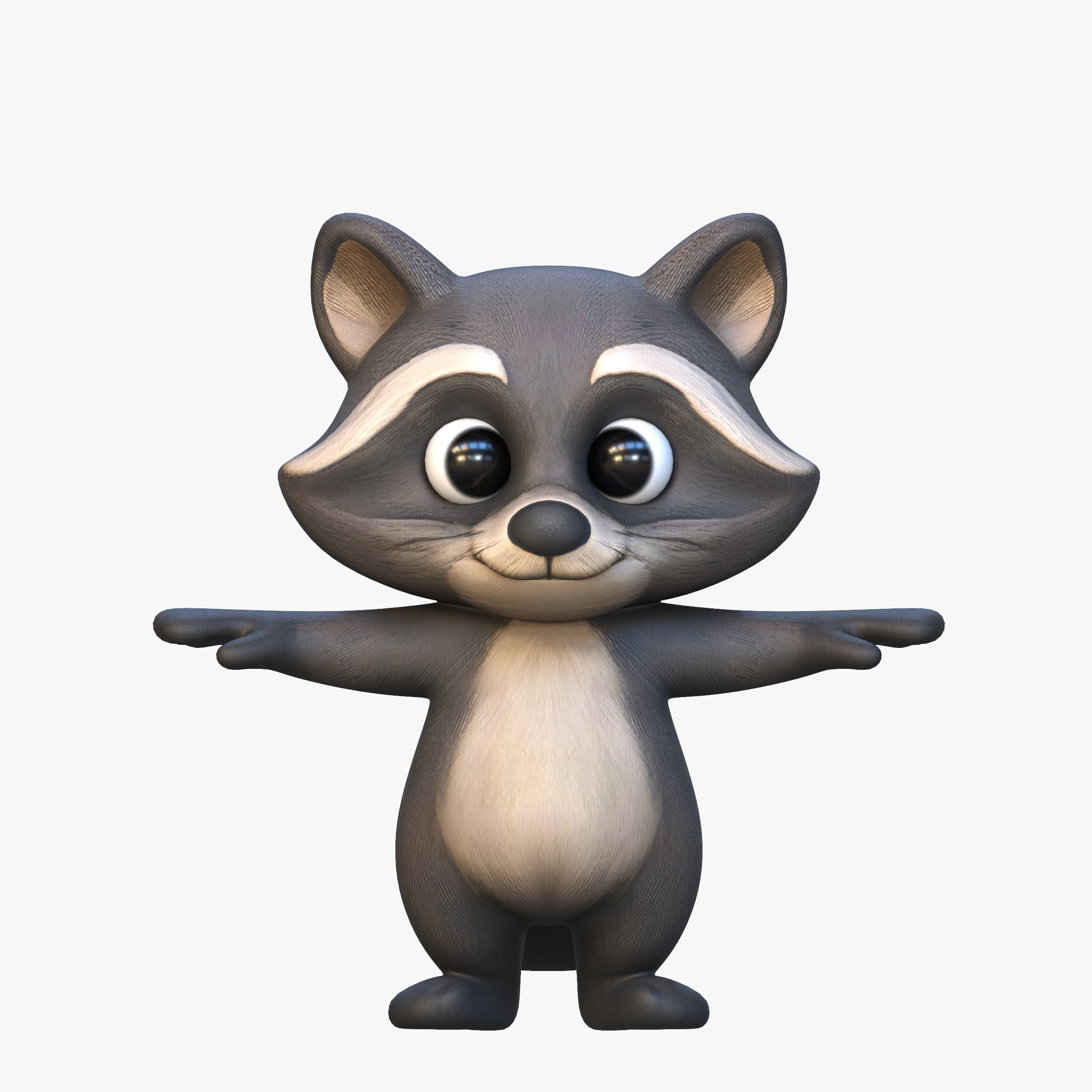 Cartoon Raccoon Low-poly 3D model_1